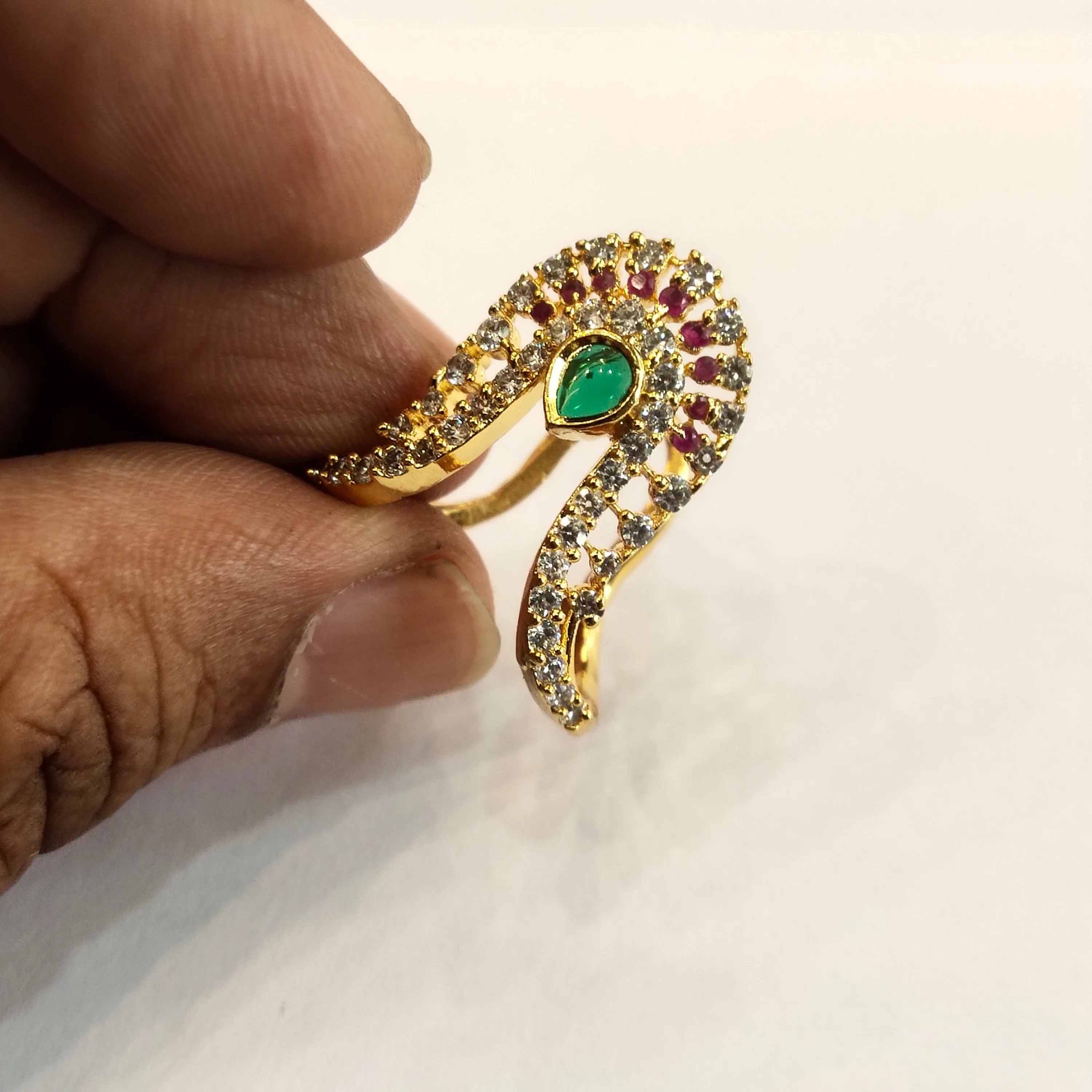 Asp Multi-Colored CZ Gold-Plated Vanki Finger Ring