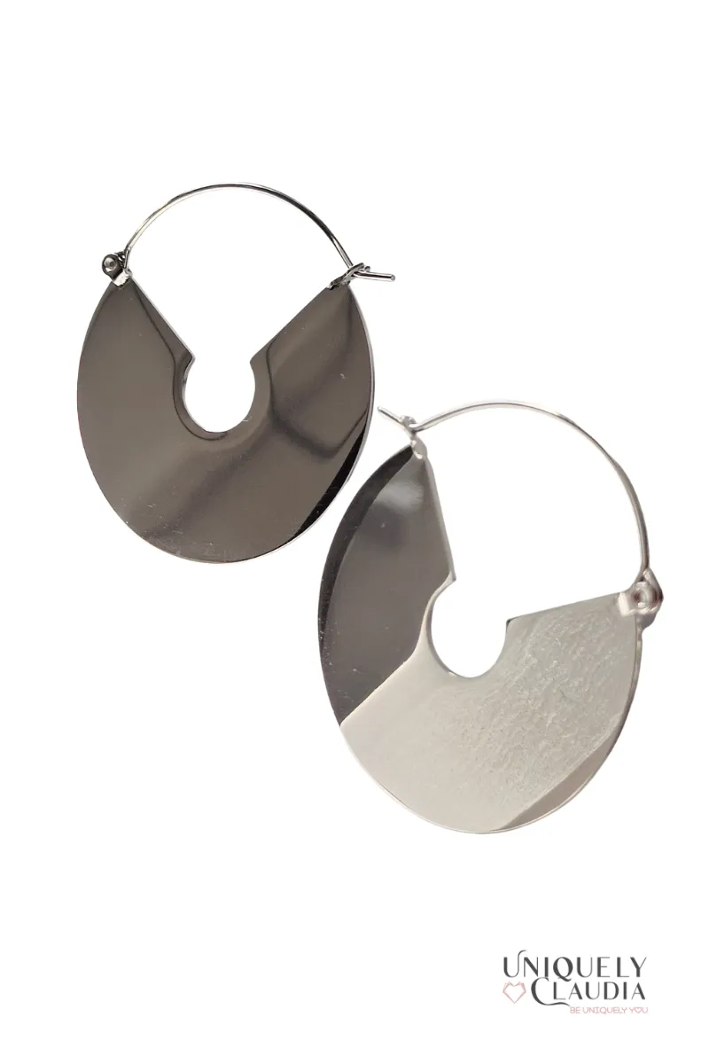 Ava Stainless Steel Disk Hoop Earrings