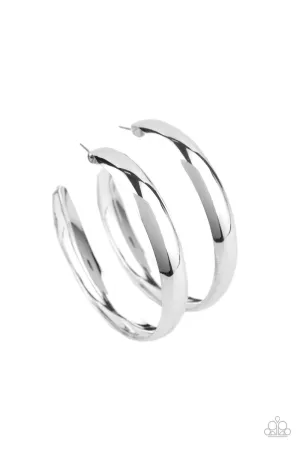 BEVEL In It Silver Hoop Earrings - Paparazzi Accessories