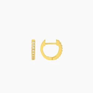 Brilliant CZ Huggie Hoop Earrings (Gold)