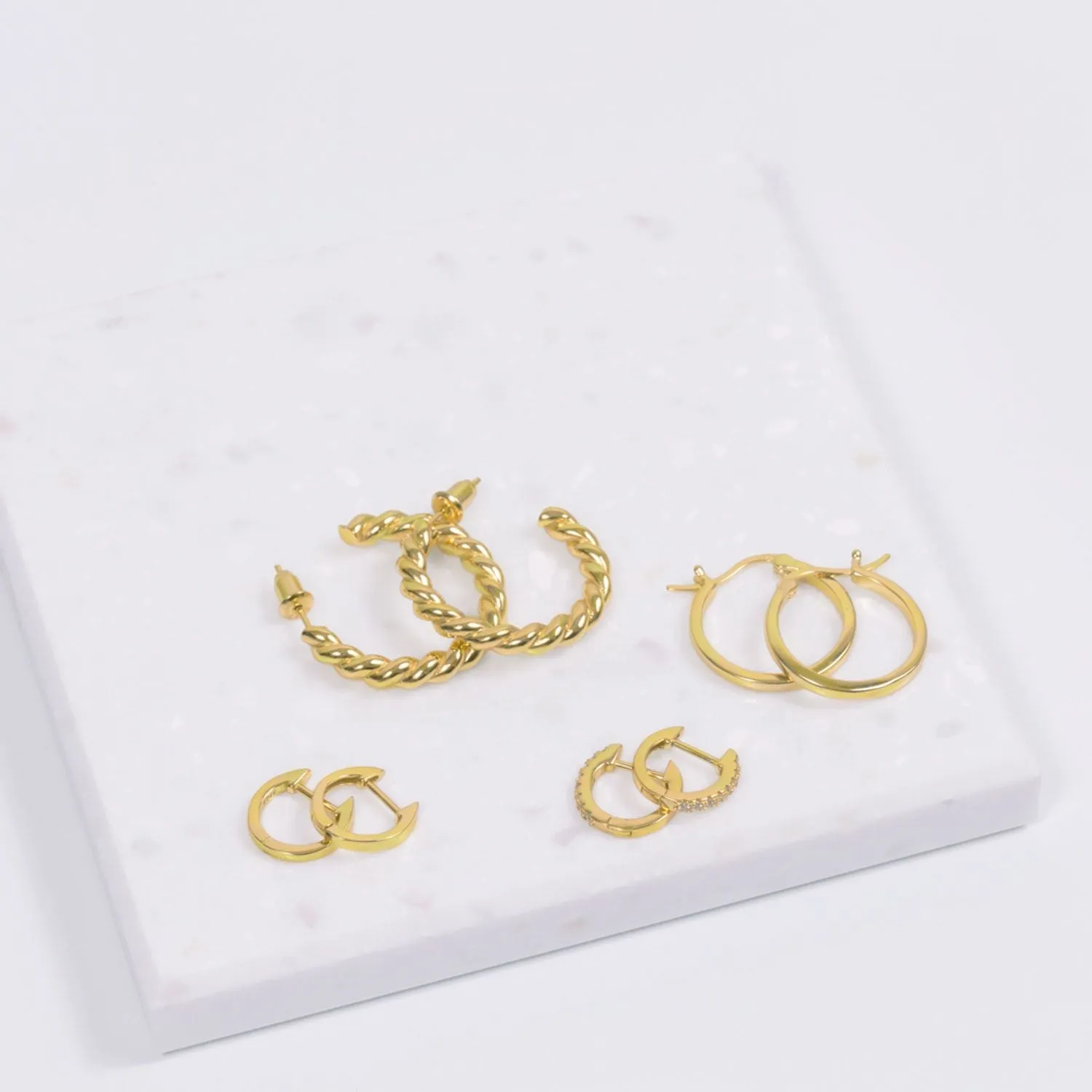 Brilliant CZ Huggie Hoop Earrings (Gold)