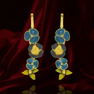 Brilliant Ember and Enamel Flower Earrings