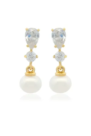 CHIC NOEL FRESHWATER PEARL PYRMONT EARRINGS GOLD