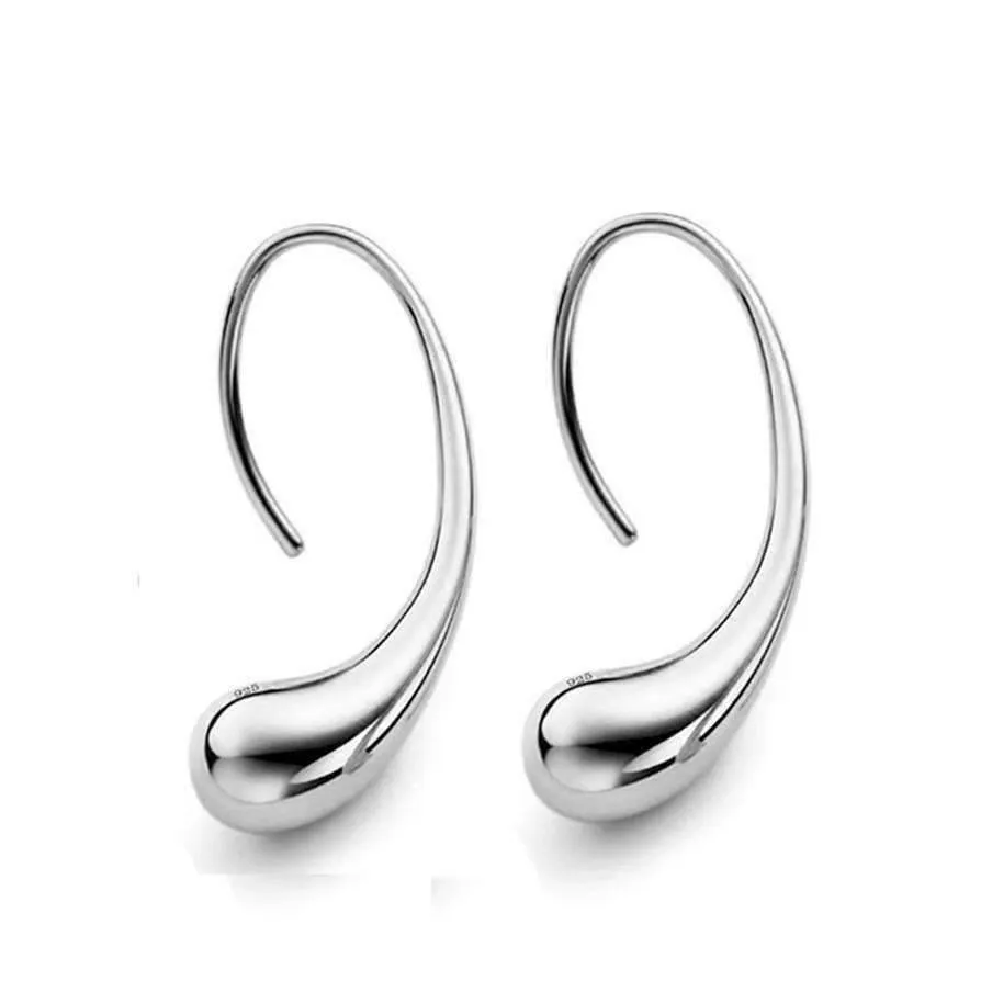 Chic Tear Drop Silver or Gold Hook Earrings for Woman Hers Modern Special Occasion Everyday Wear