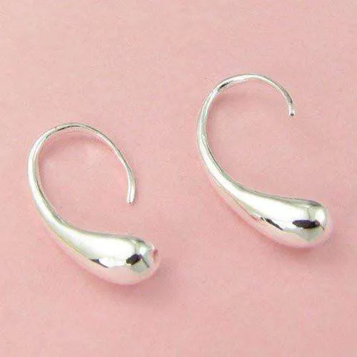 Chic Tear Drop Silver or Gold Hook Earrings for Woman Hers Modern Special Occasion Everyday Wear