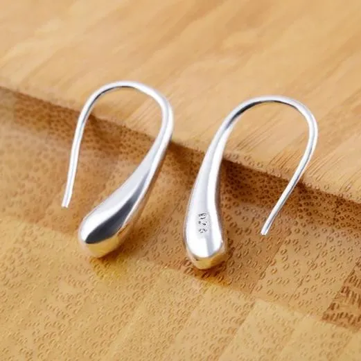 Chic Tear Drop Silver or Gold Hook Earrings for Woman Hers Modern Special Occasion Everyday Wear