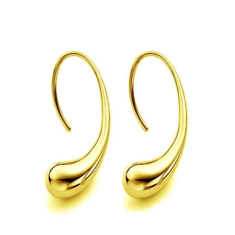 Chic Tear Drop Silver or Gold Hook Earrings for Woman Hers Modern Special Occasion Everyday Wear