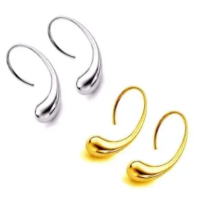 Chic Tear Drop Silver or Gold Hook Earrings for Woman Hers Modern Special Occasion Everyday Wear