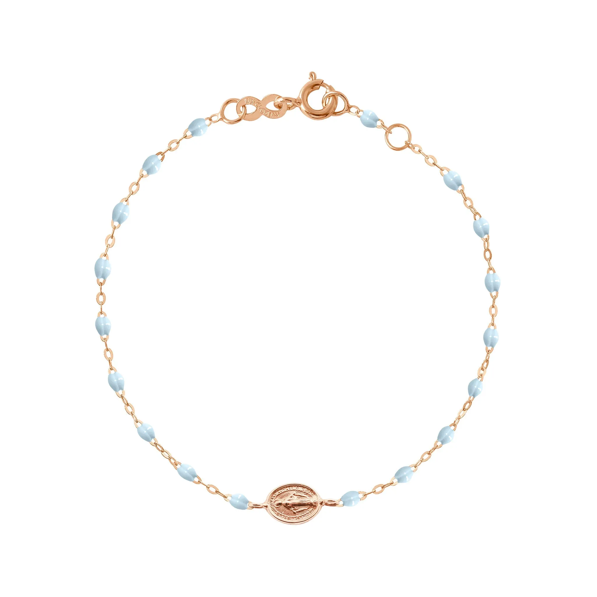 Child Madone Charm Classic Gigi Baby Blue bracelet, Rose Gold, 5.9"