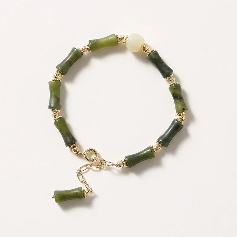 Chinese Style Hetian Jade Bracelet with Gold Plating