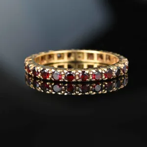 Classic Full Eternity Band Garnet Ring in Gold