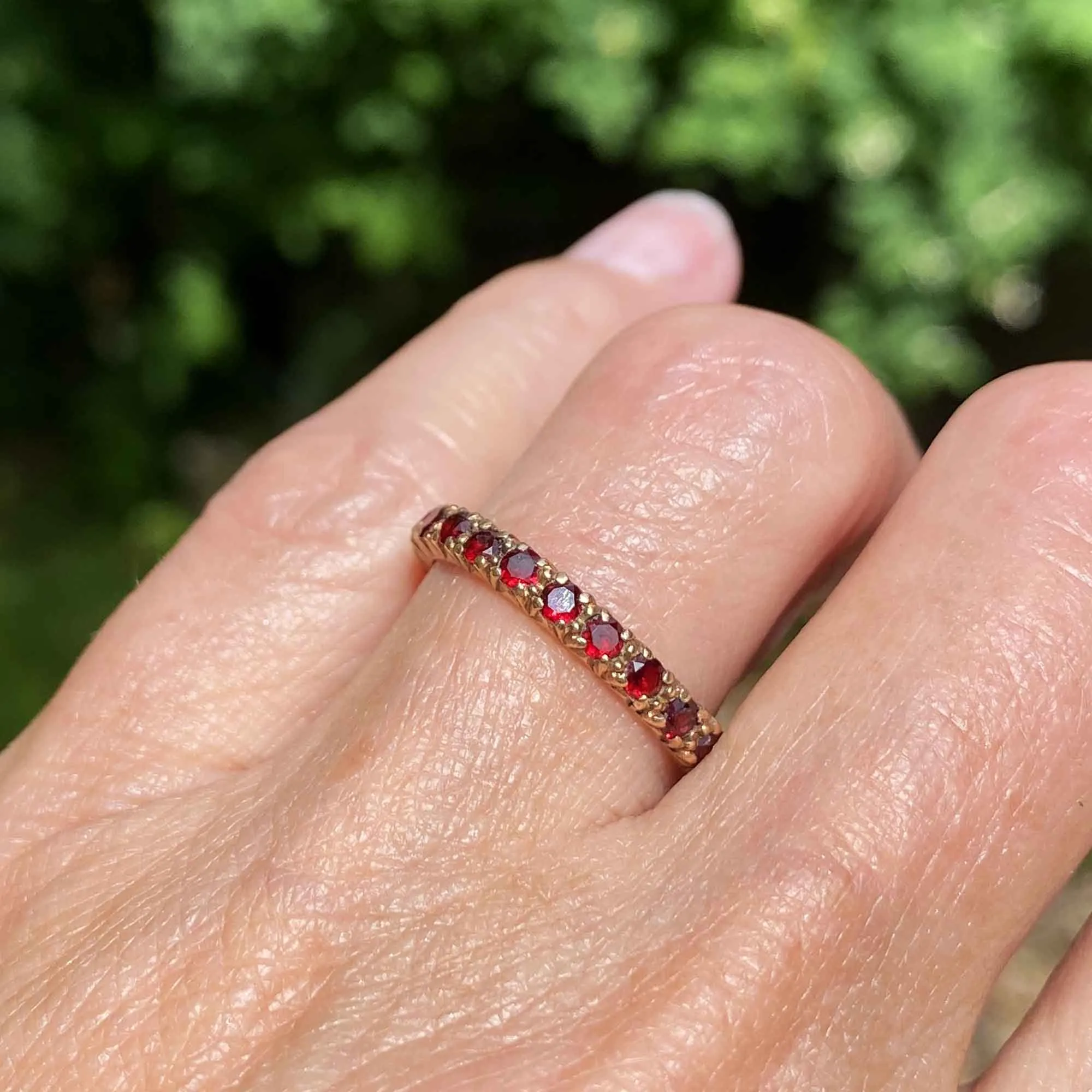 Classic Full Eternity Band Garnet Ring in Gold