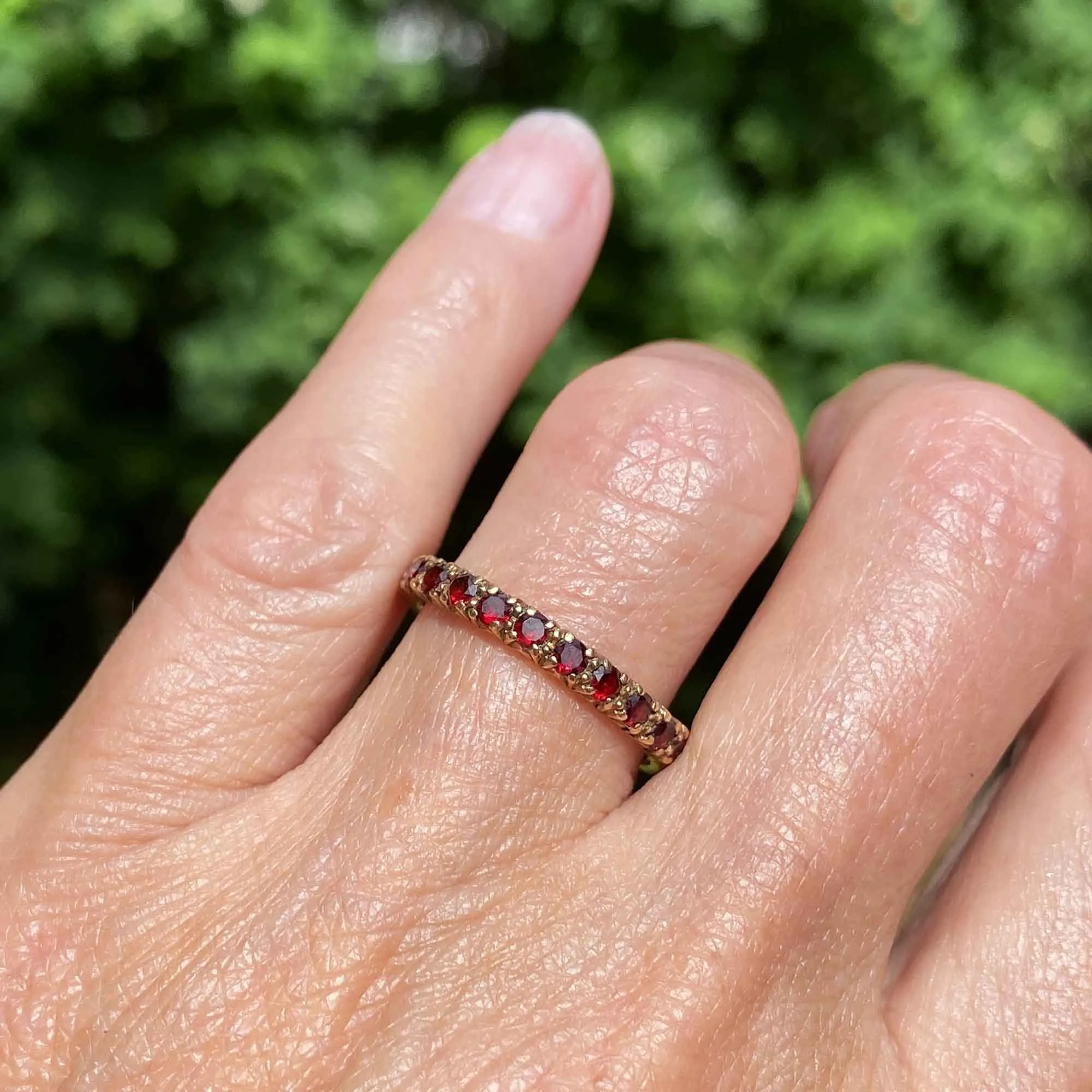 Classic Full Eternity Band Garnet Ring in Gold