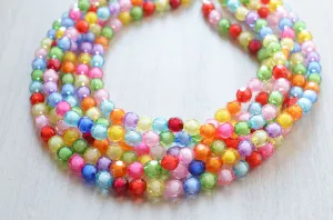 Colorful Beaded Acrylic Lucite Multi Strand Chunky Statement Necklace - Evelyn