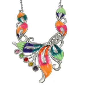 Colorful Enamel and Crystals Calla Lilies Necklace - RSN517