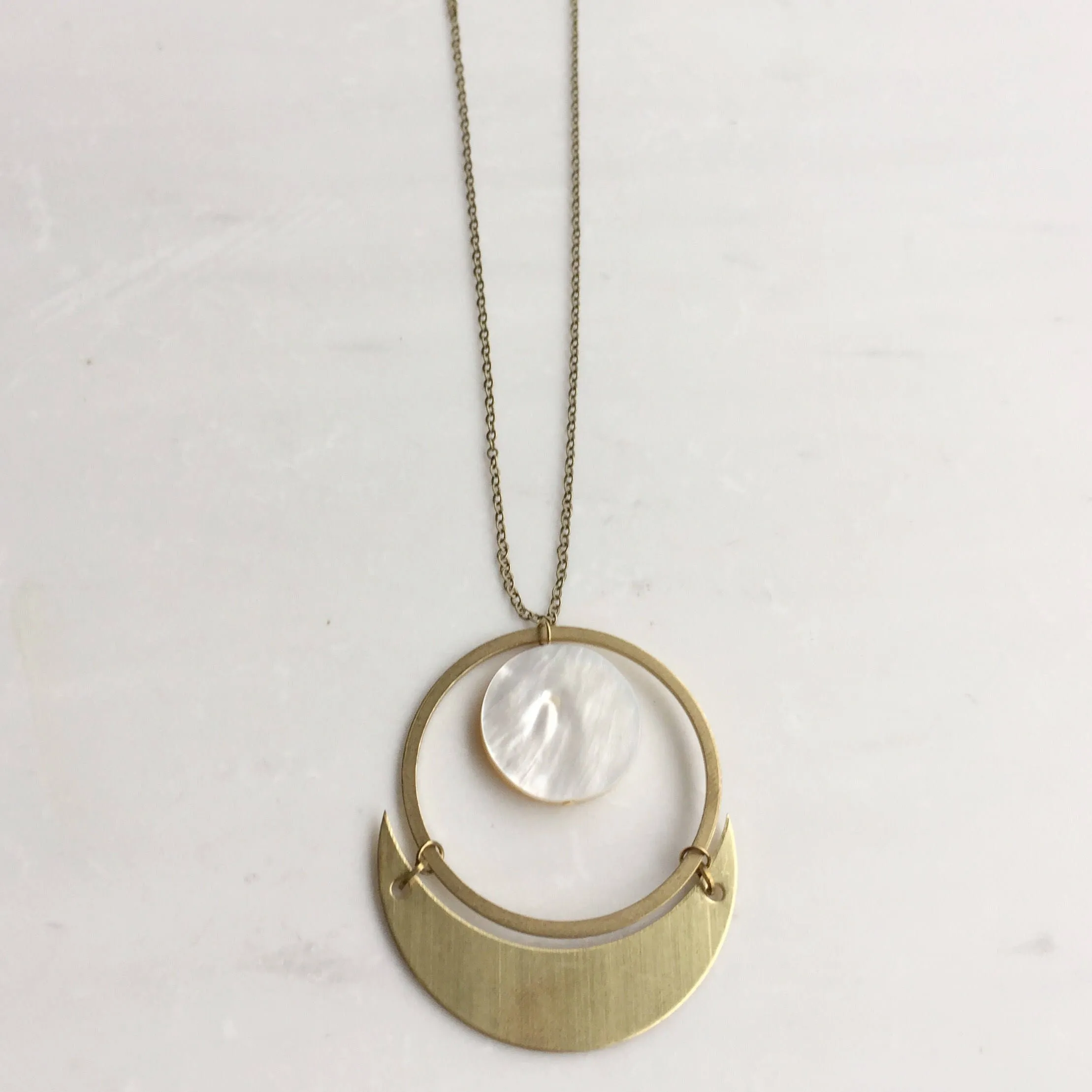 Crescent Moon and Mother of Pearl Necklace