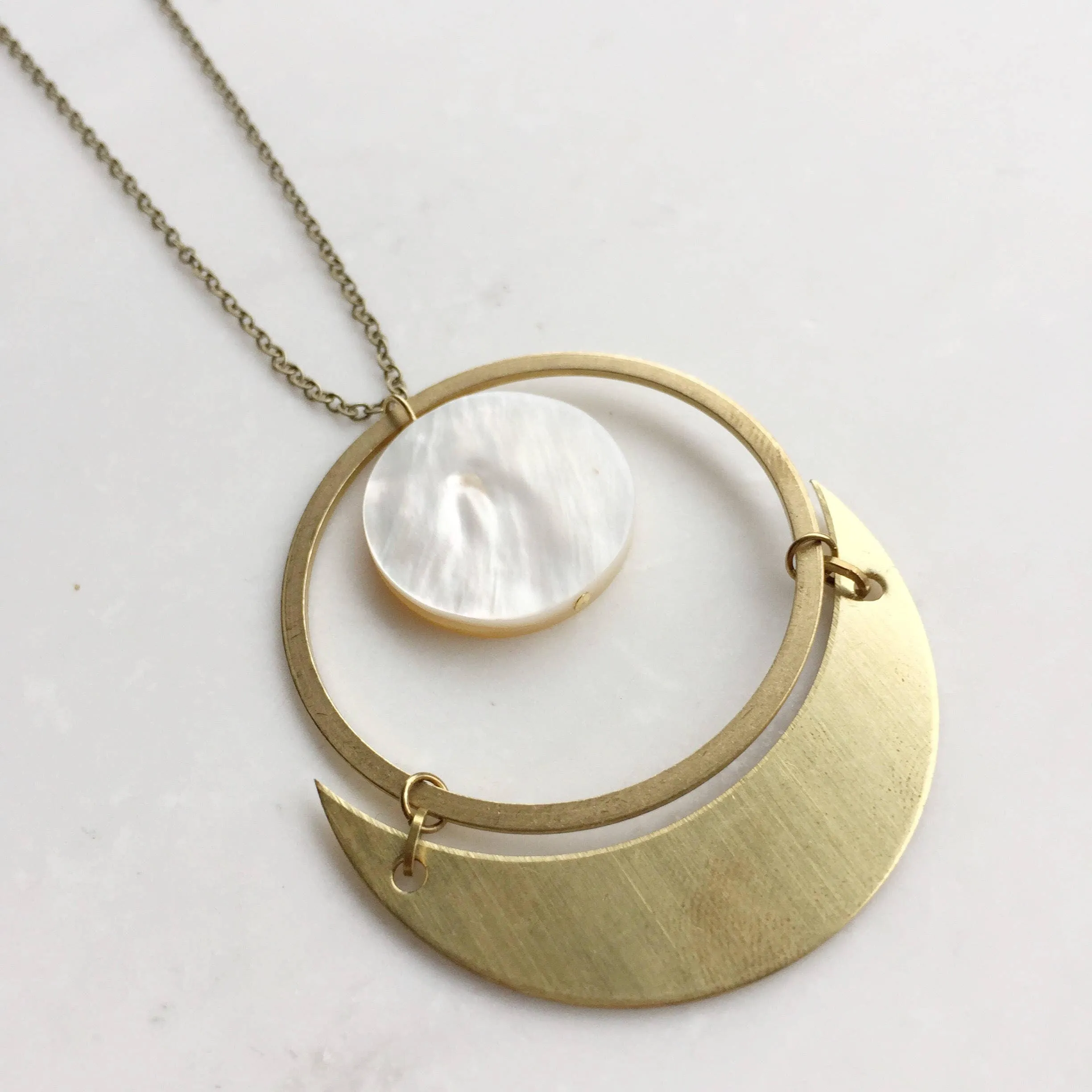 Crescent Moon and Mother of Pearl Necklace