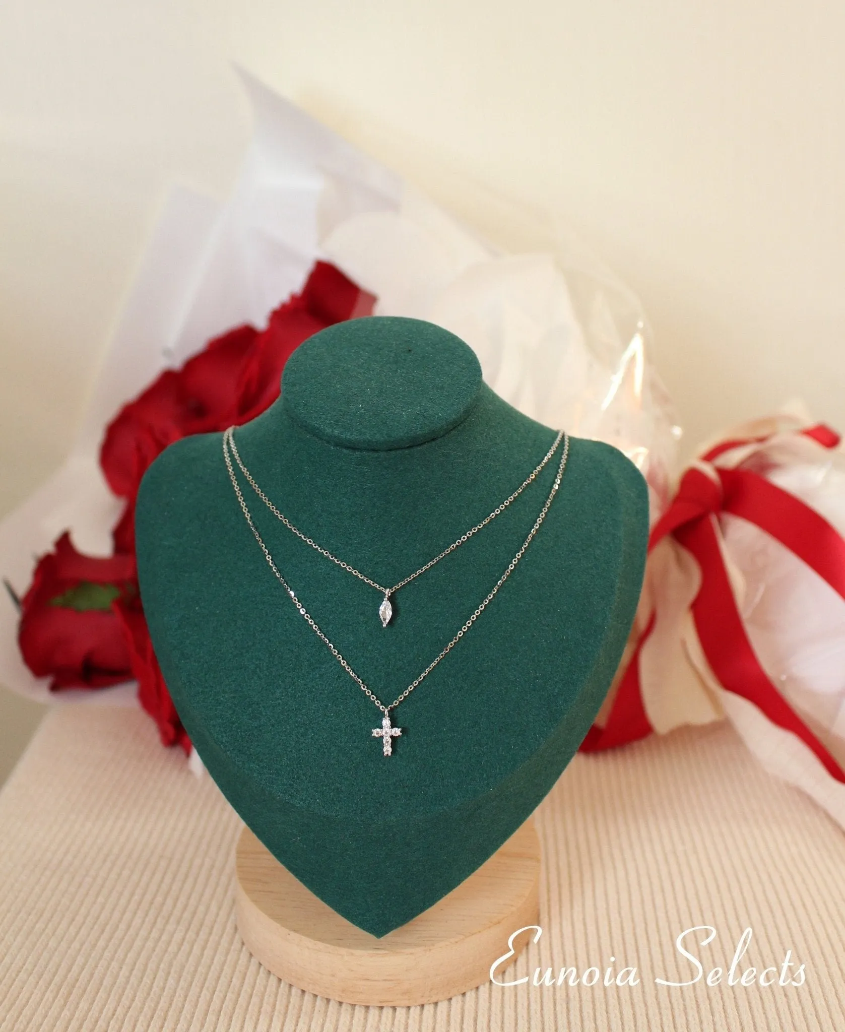 Cross Pendant Necklace   S925 Silver Gold Plated Layering Chain