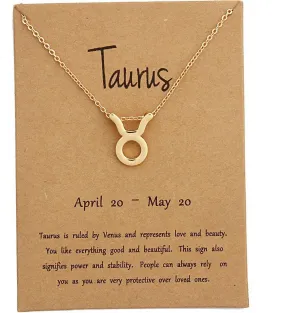 Desiny Jewels Gold Plated Taurus Zodiac Pendant Symbol Zodiac Sign Necklace Alloy Necklace