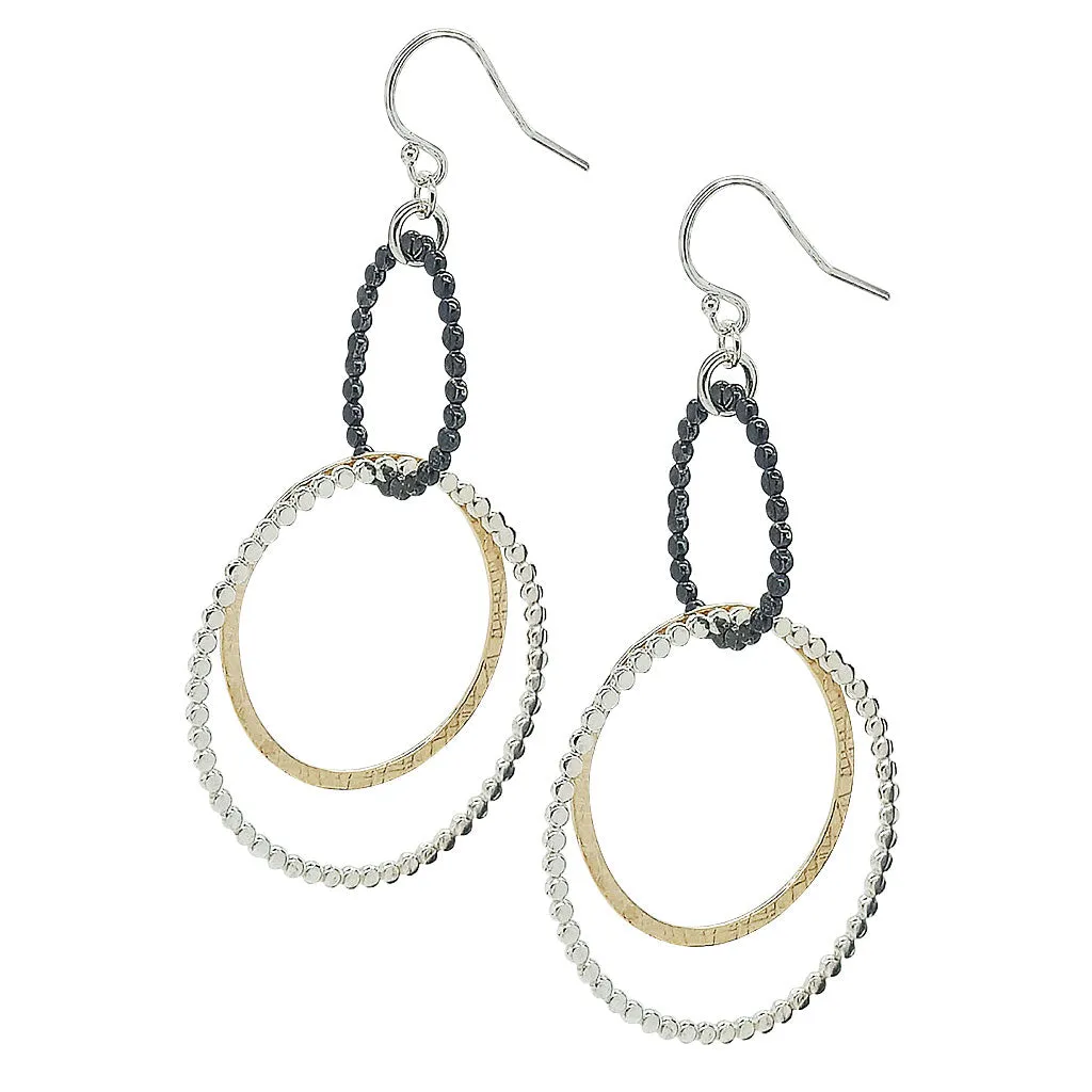 Double Bead Gauze Hoop Earrings (E1253)