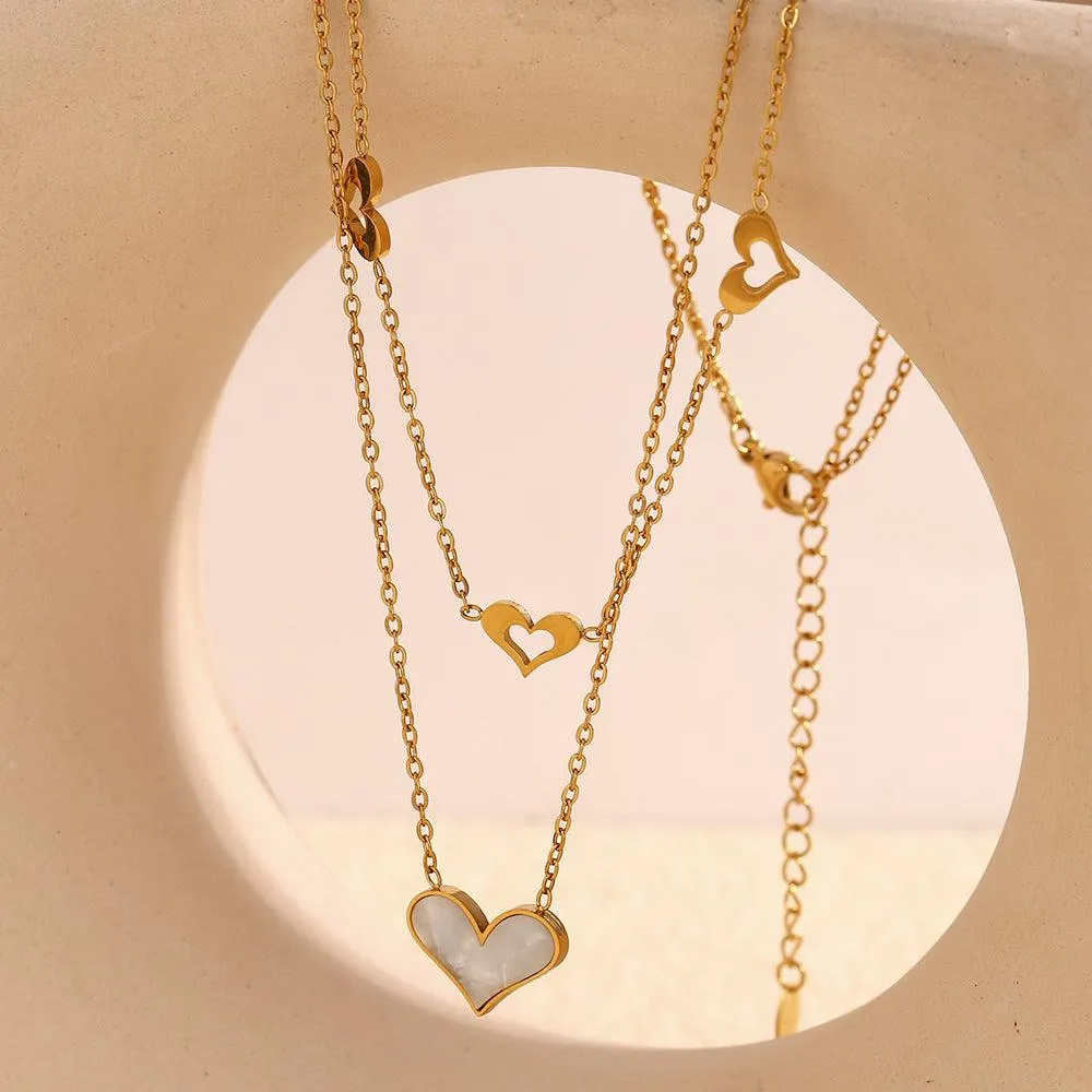 Double Heart Layered Necklace – Romantic Jewellery for Women