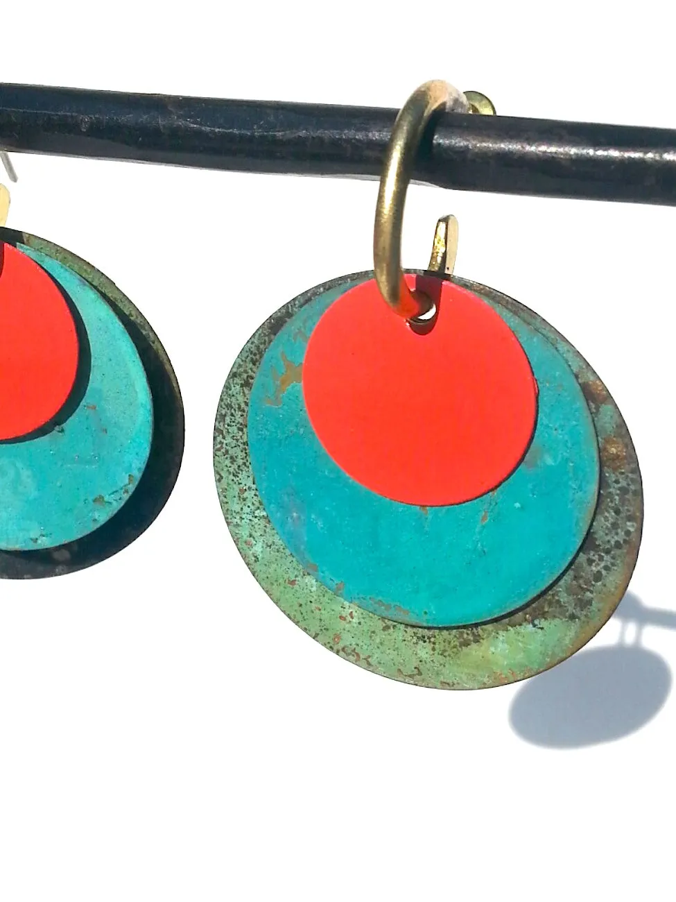 Earrings Three Planets Coral Garden Patina