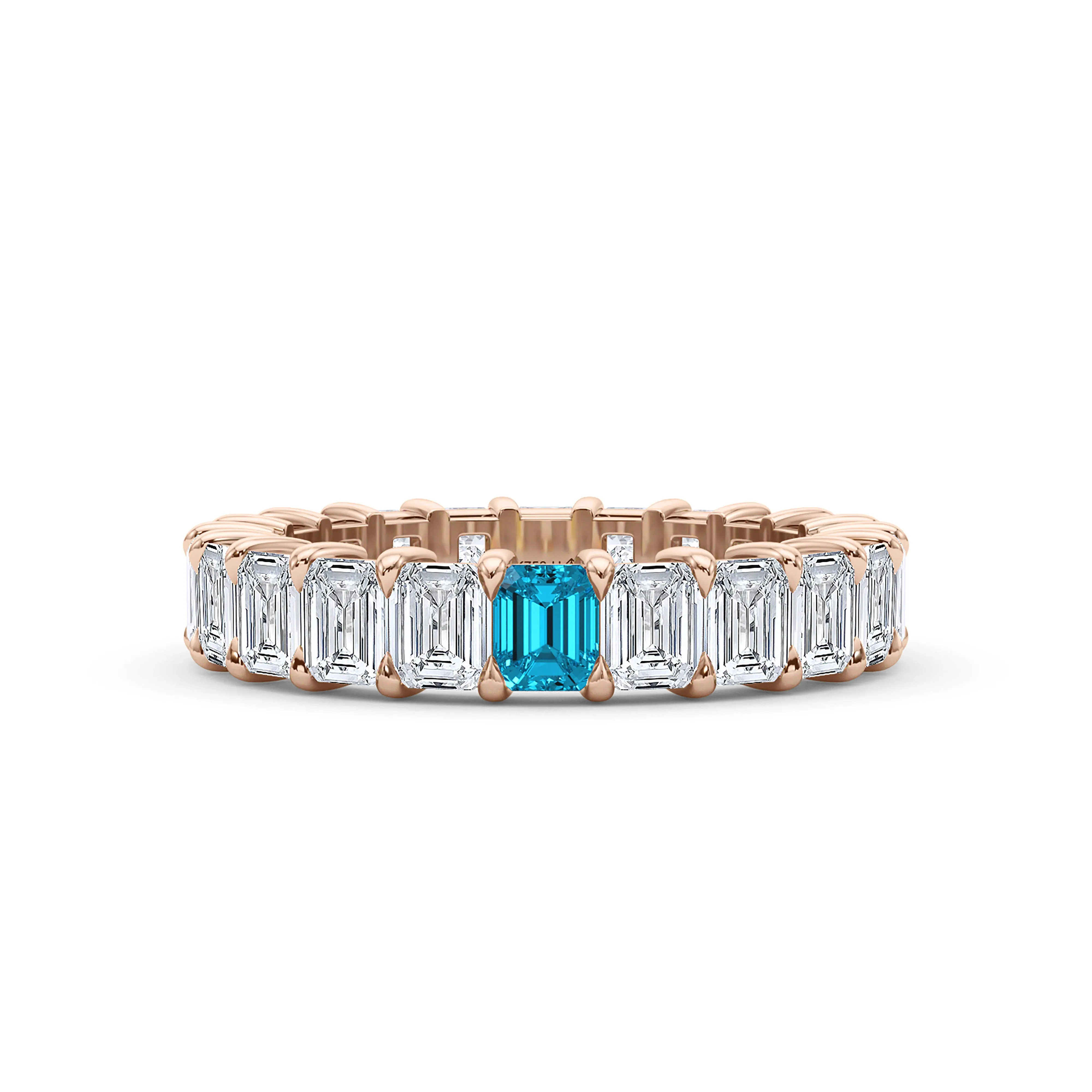 Emerald Cut Diamond & Birthstone Eternity Band