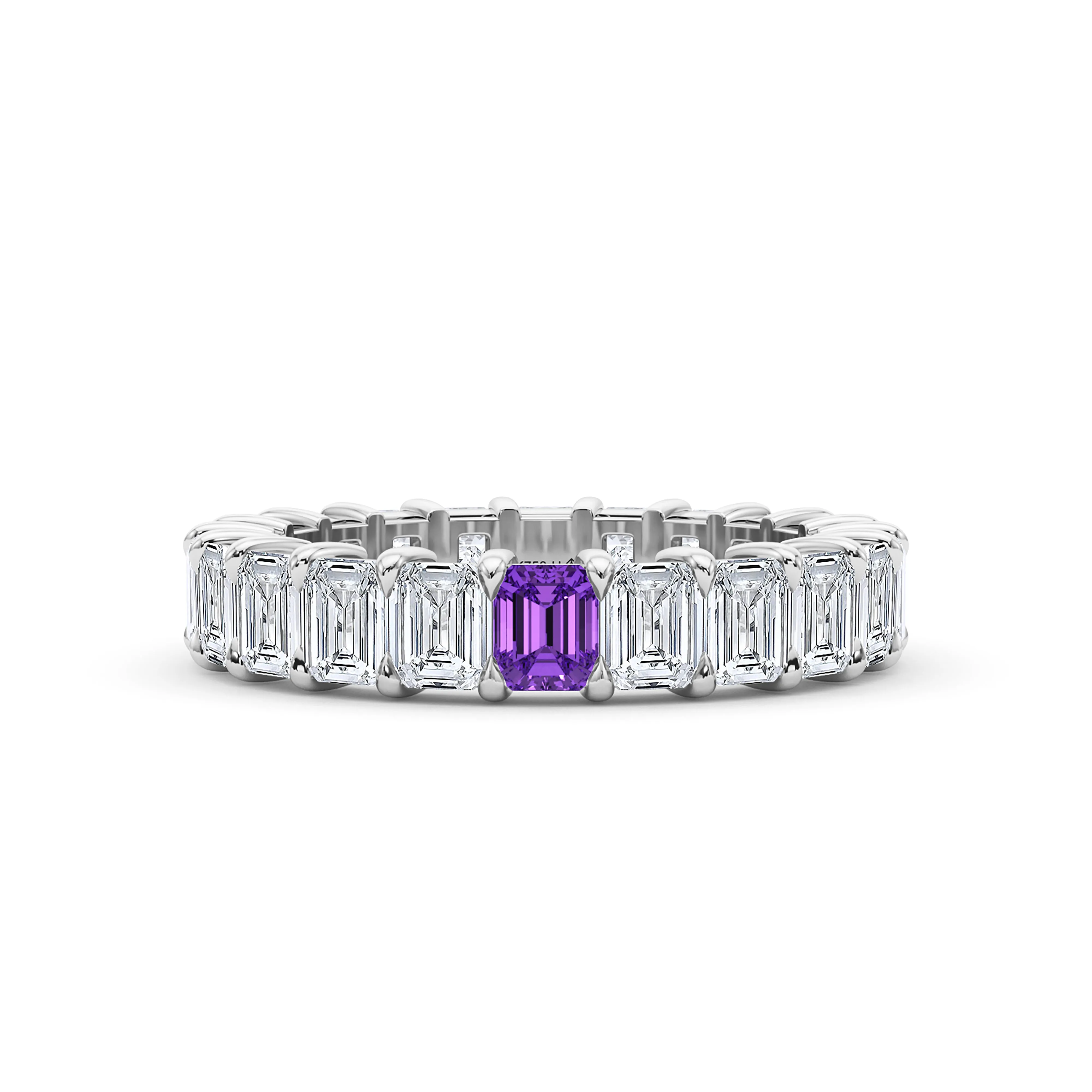 Emerald Cut Diamond & Birthstone Eternity Band