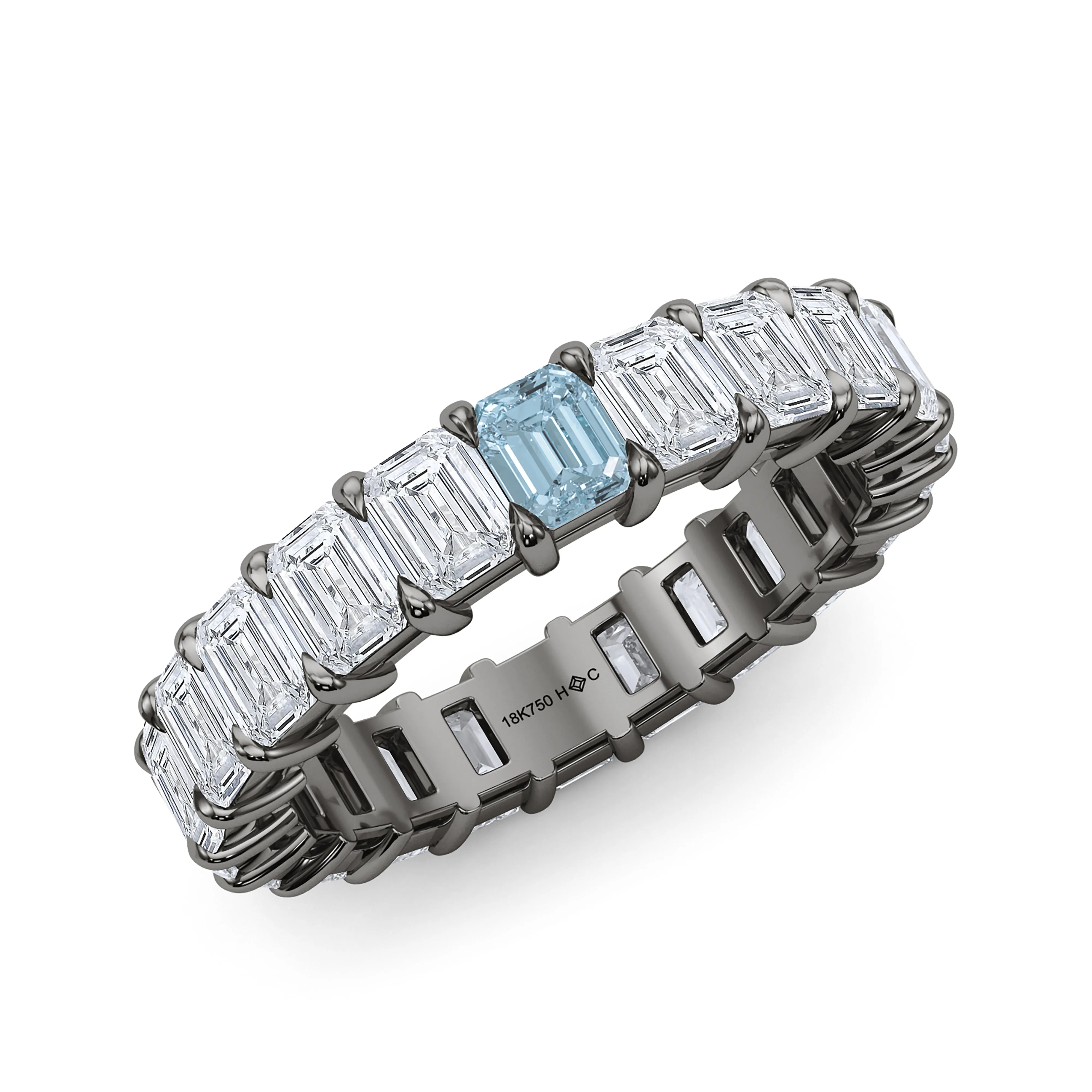 Emerald Cut Diamond & Birthstone Eternity Band