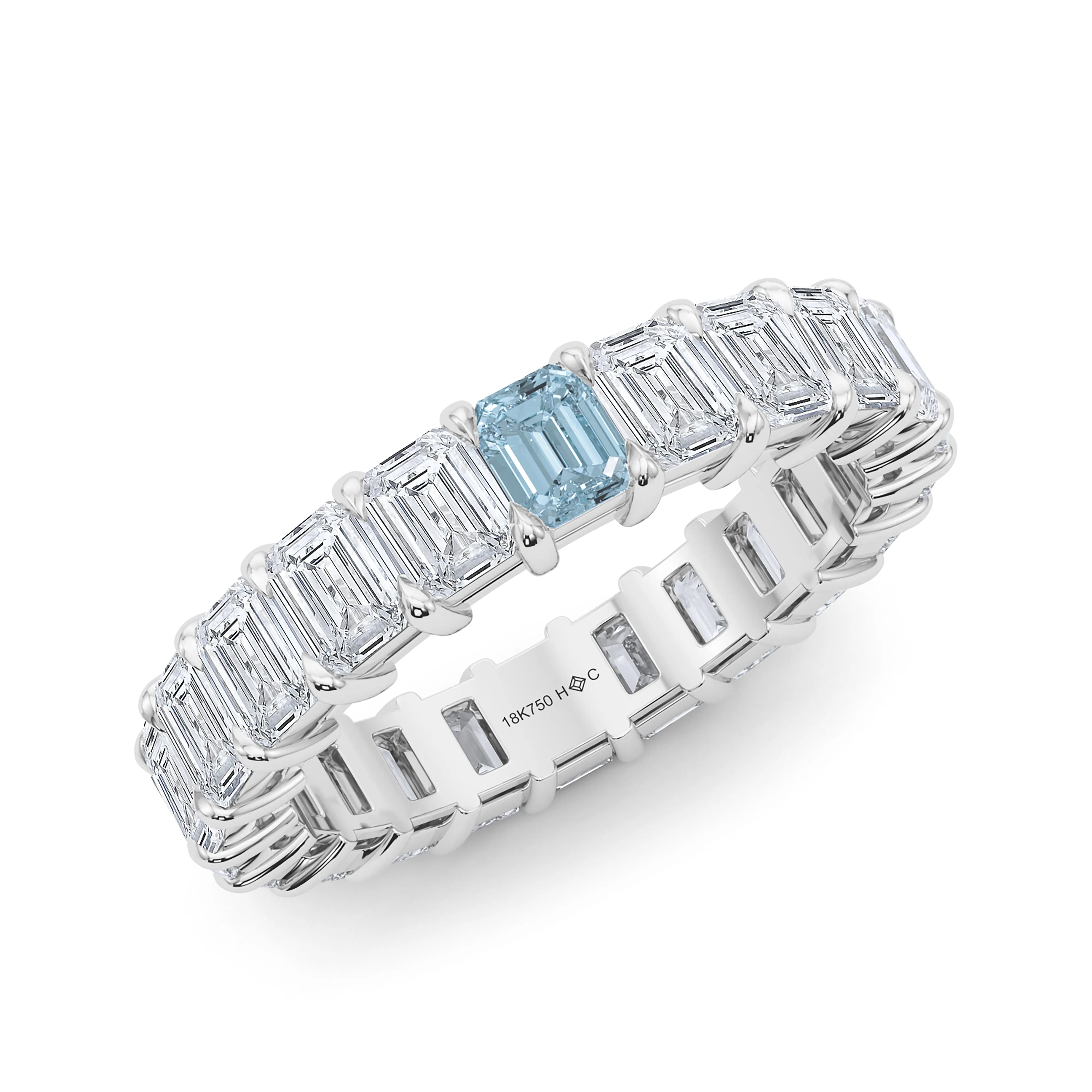 Emerald Cut Diamond & Birthstone Eternity Band