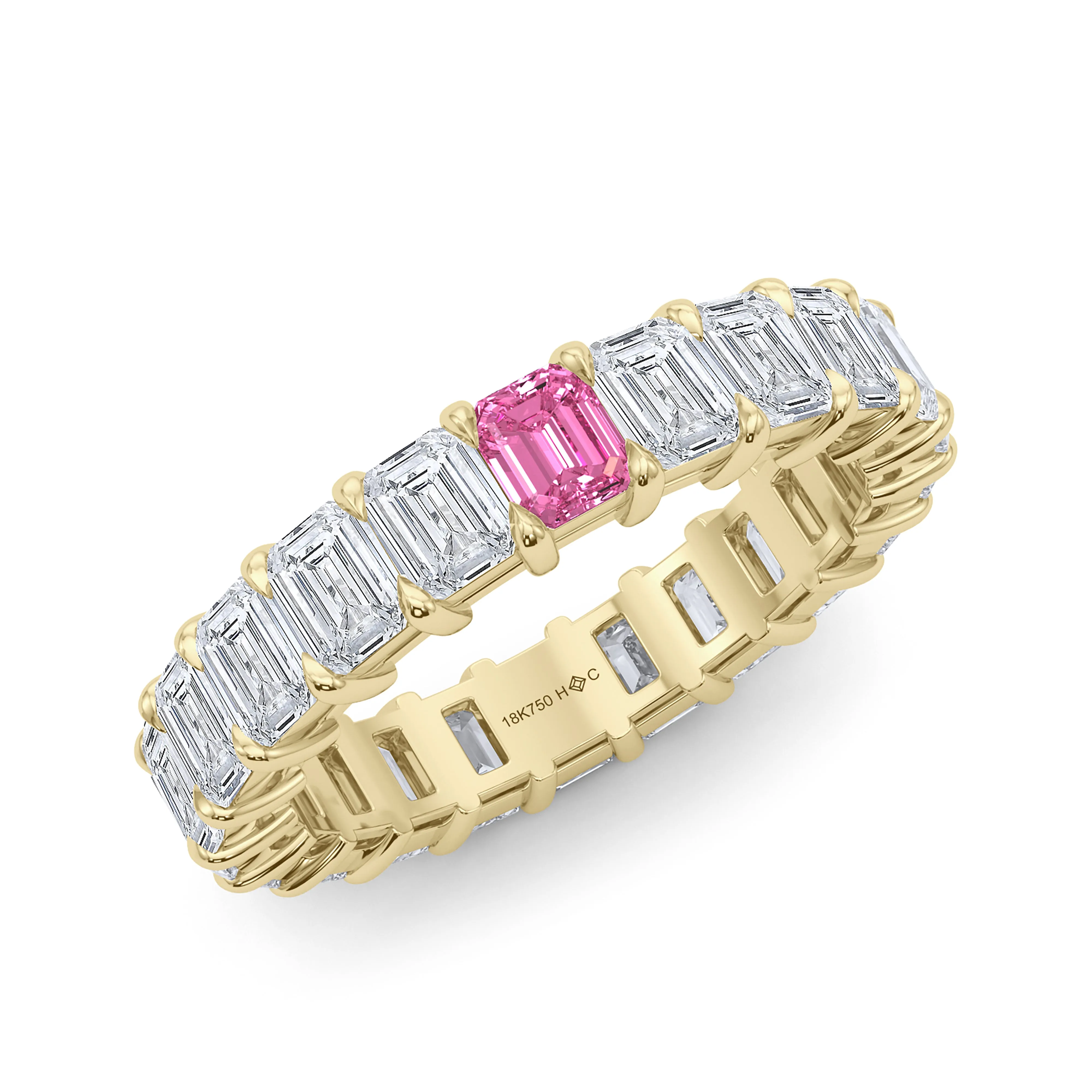 Emerald Cut Diamond & Birthstone Eternity Band