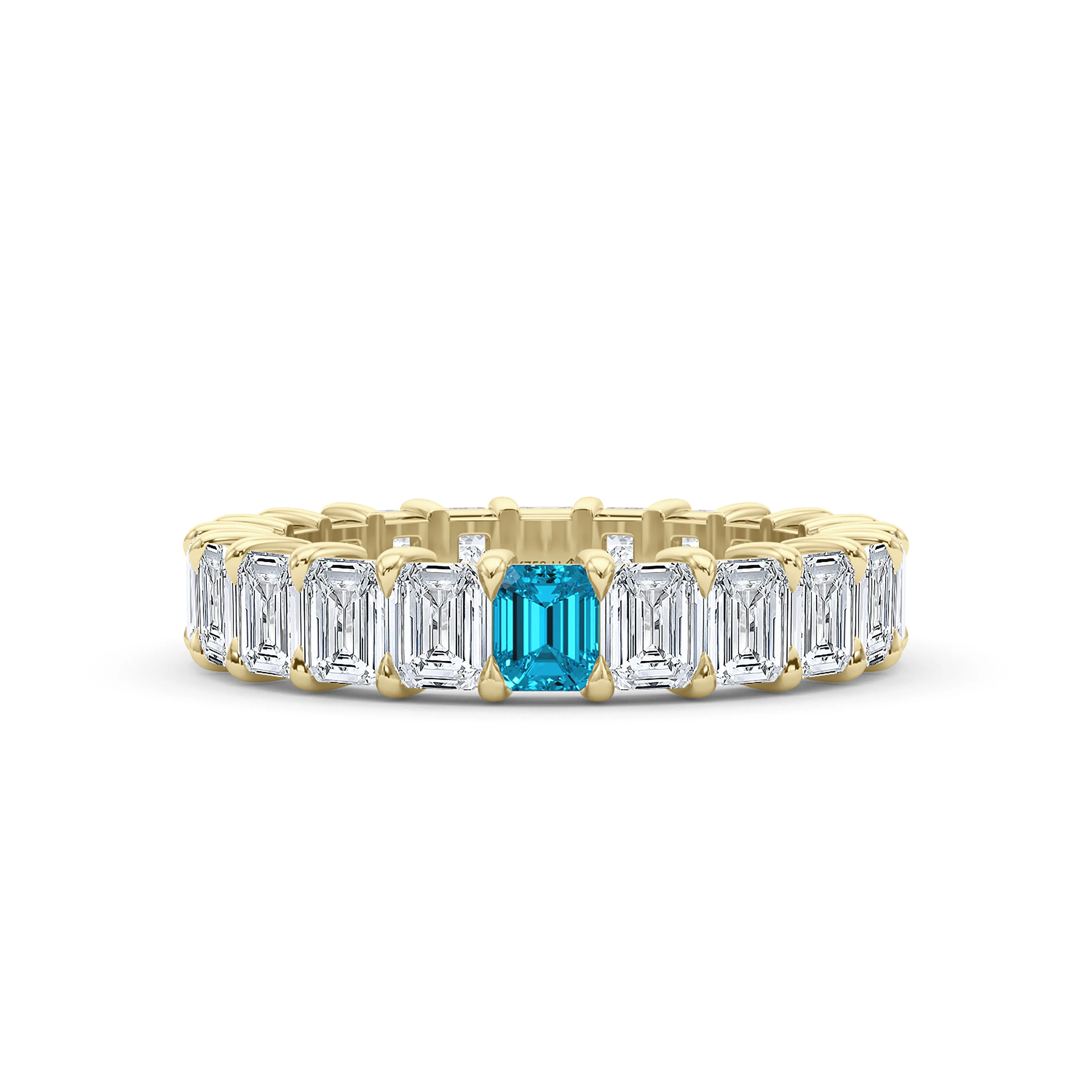 Emerald Cut Diamond & Birthstone Eternity Band