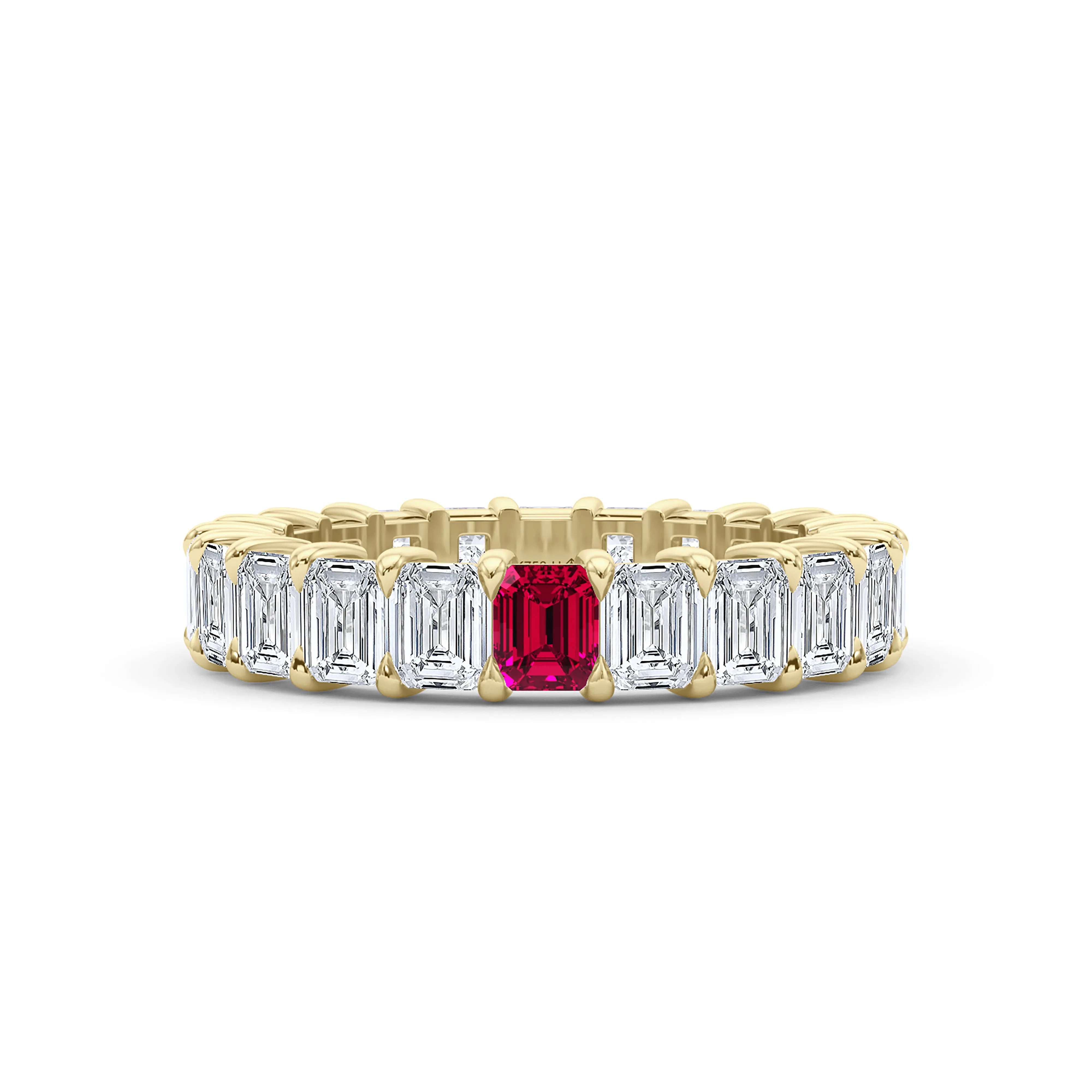 Emerald Cut Diamond & Birthstone Eternity Band