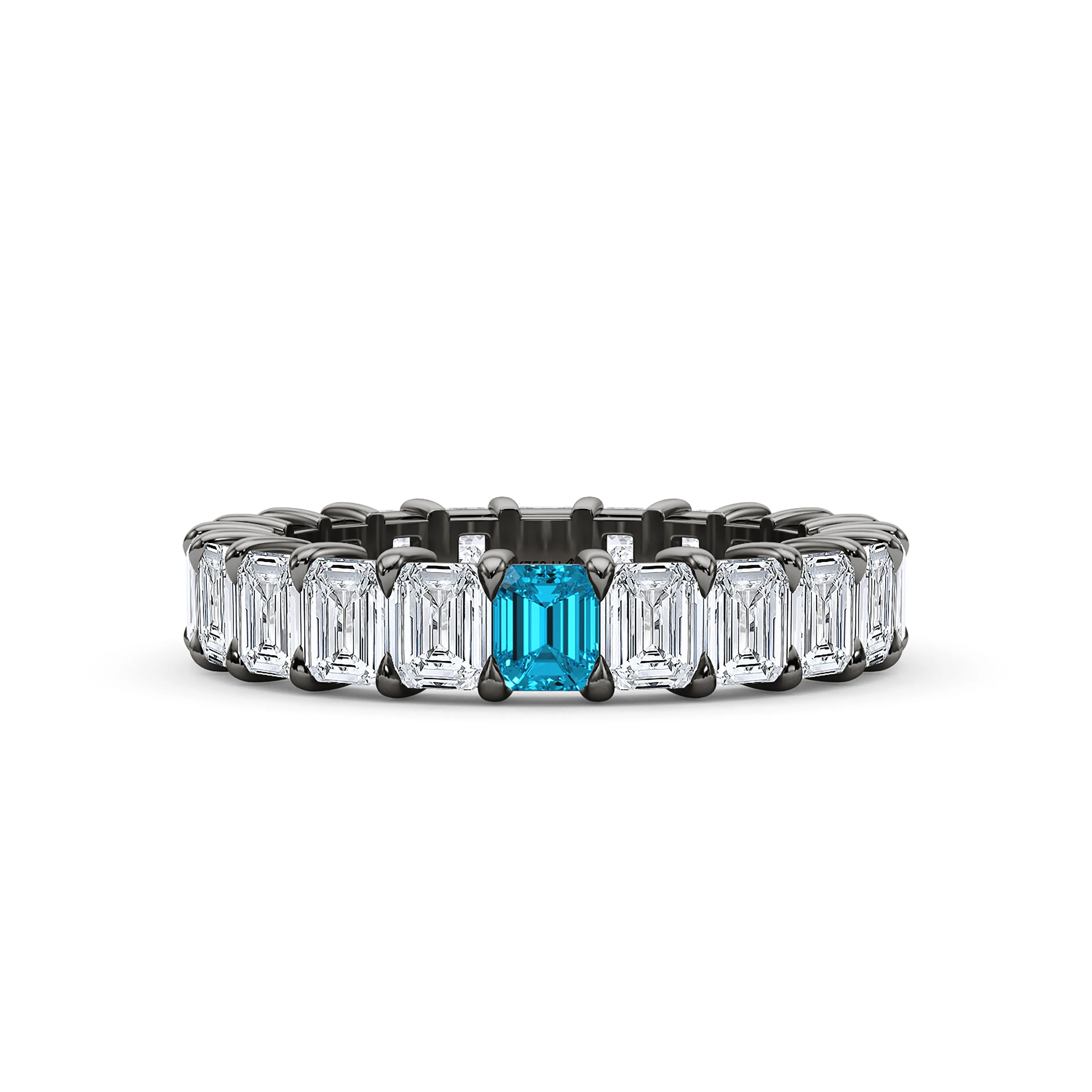 Emerald Cut Diamond & Birthstone Eternity Band