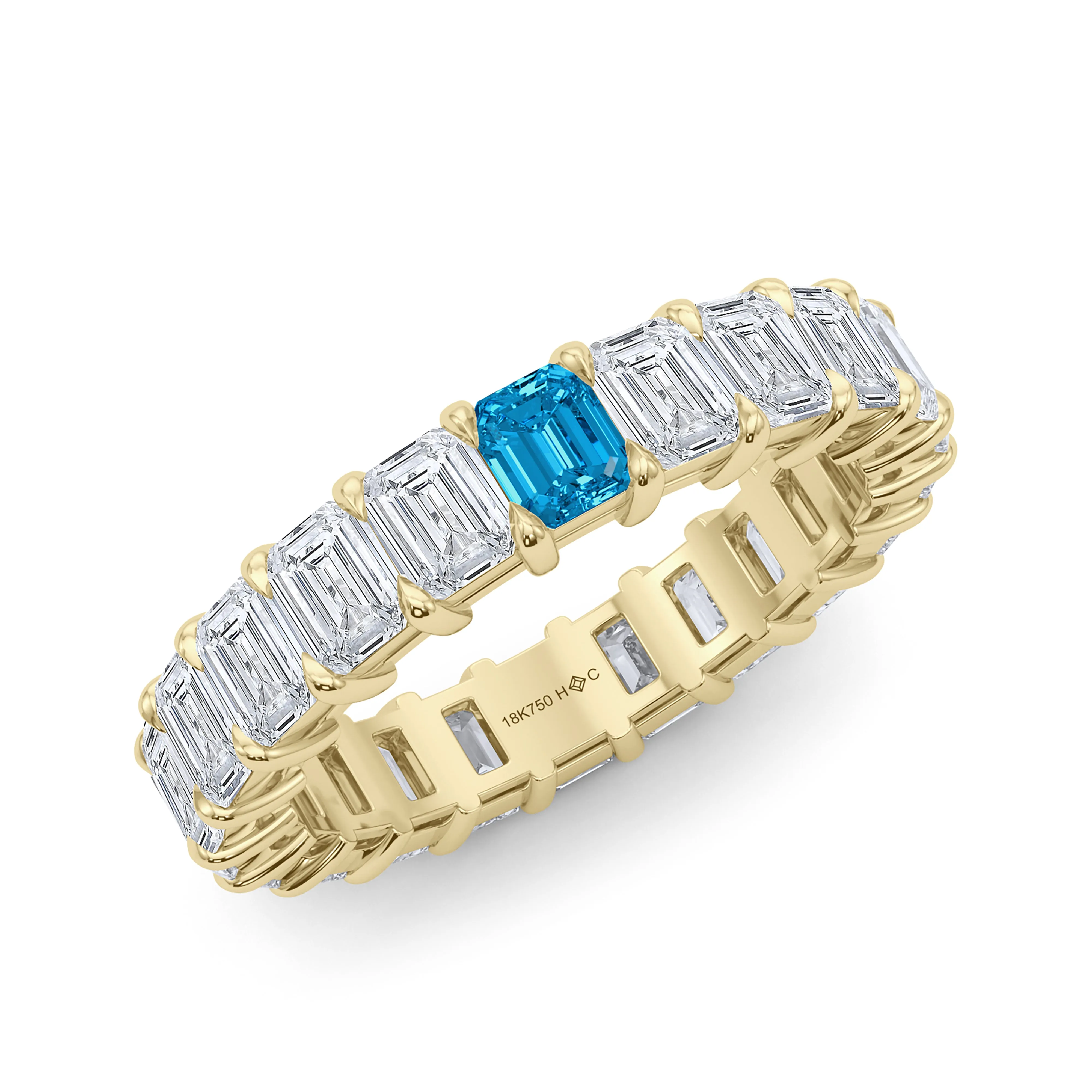 Emerald Cut Diamond & Birthstone Eternity Band