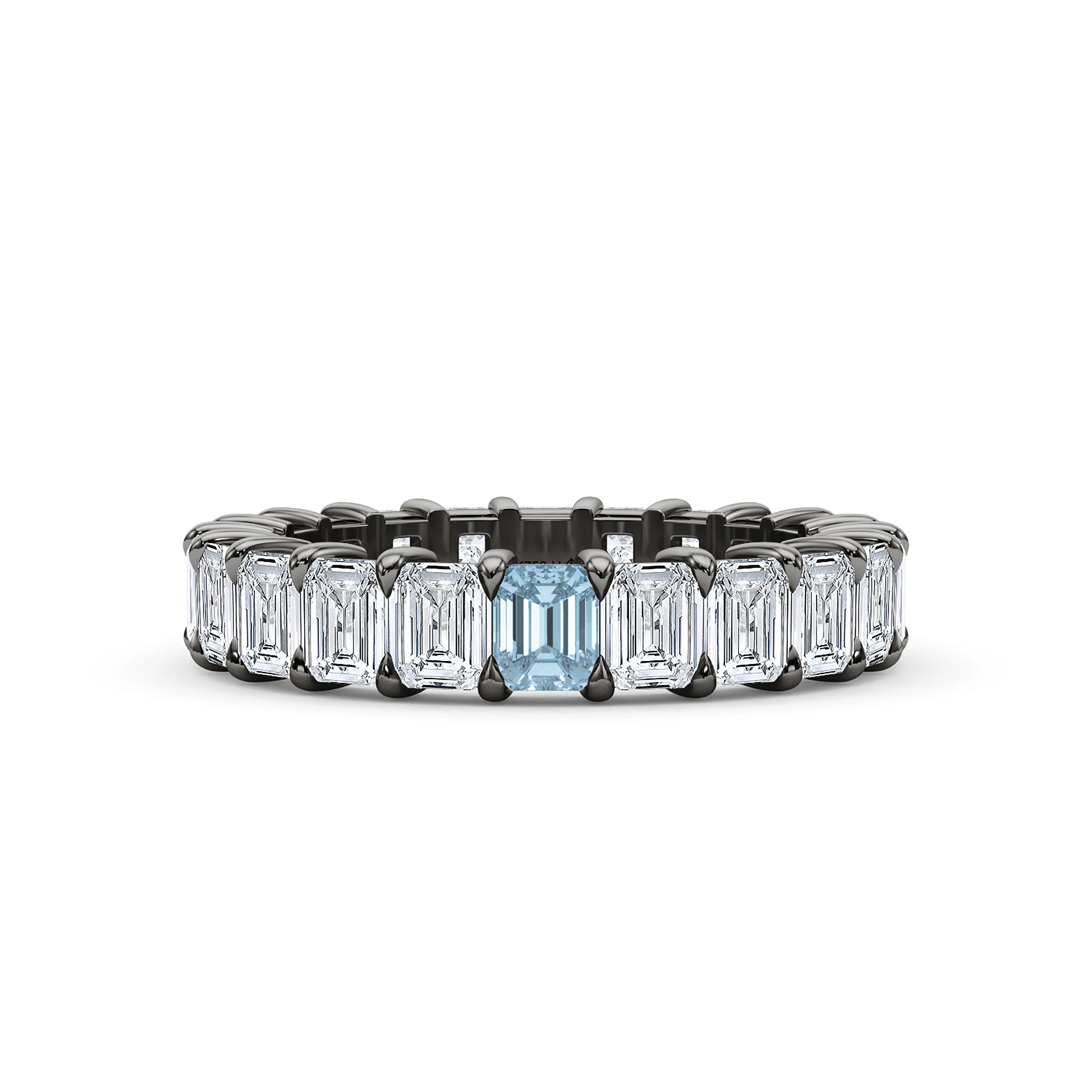 Emerald Cut Diamond & Birthstone Eternity Band