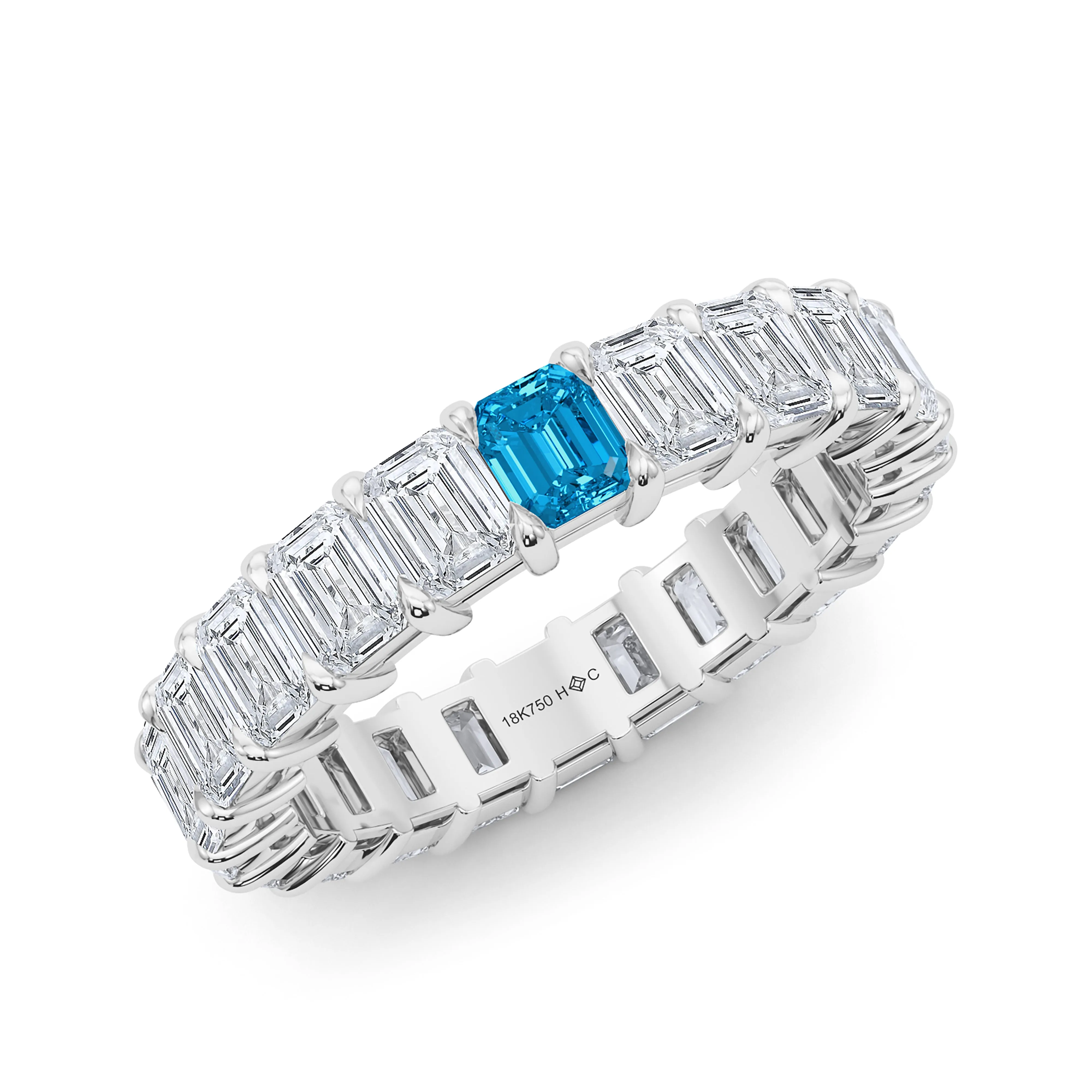 Emerald Cut Diamond & Birthstone Eternity Band