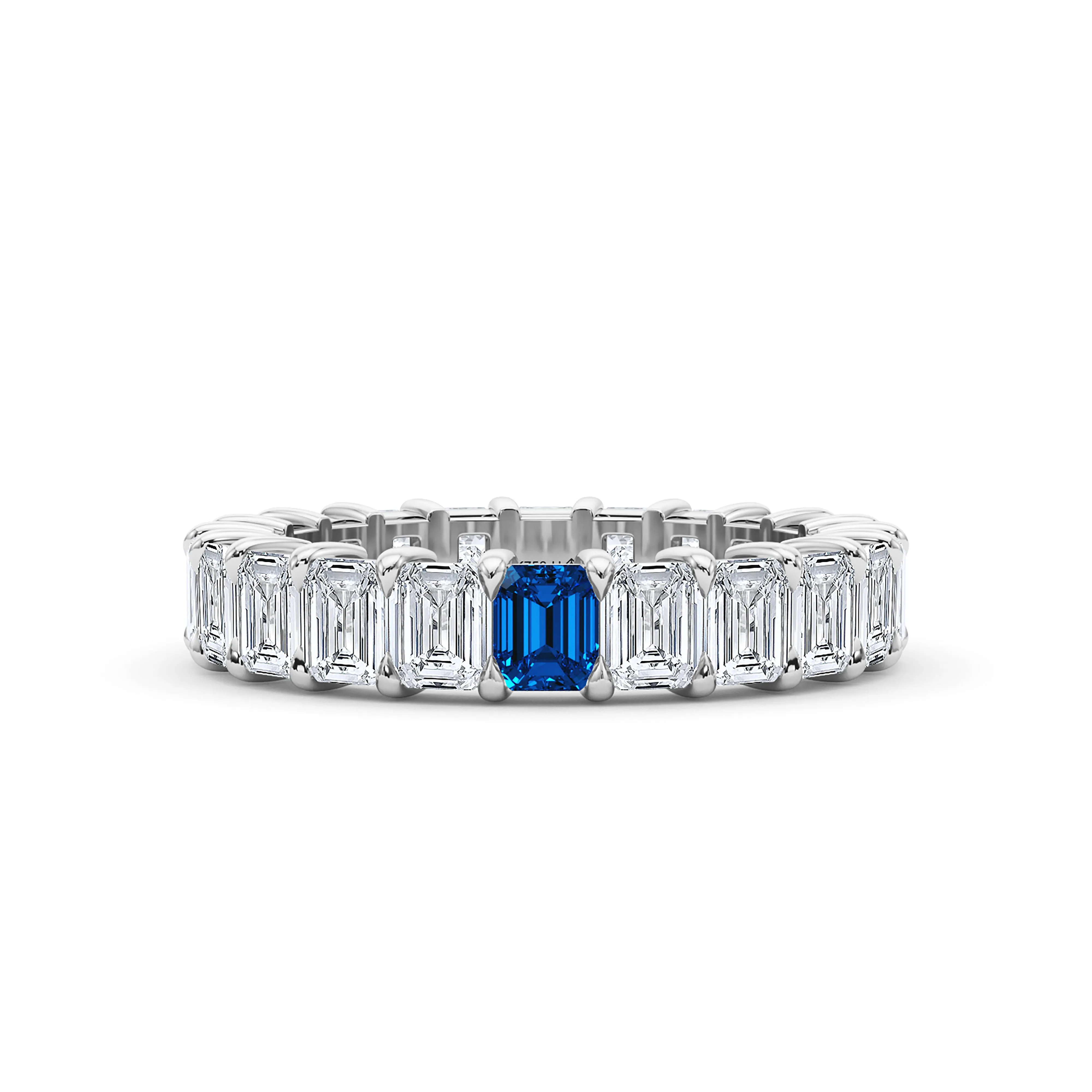 Emerald Cut Diamond & Birthstone Eternity Band