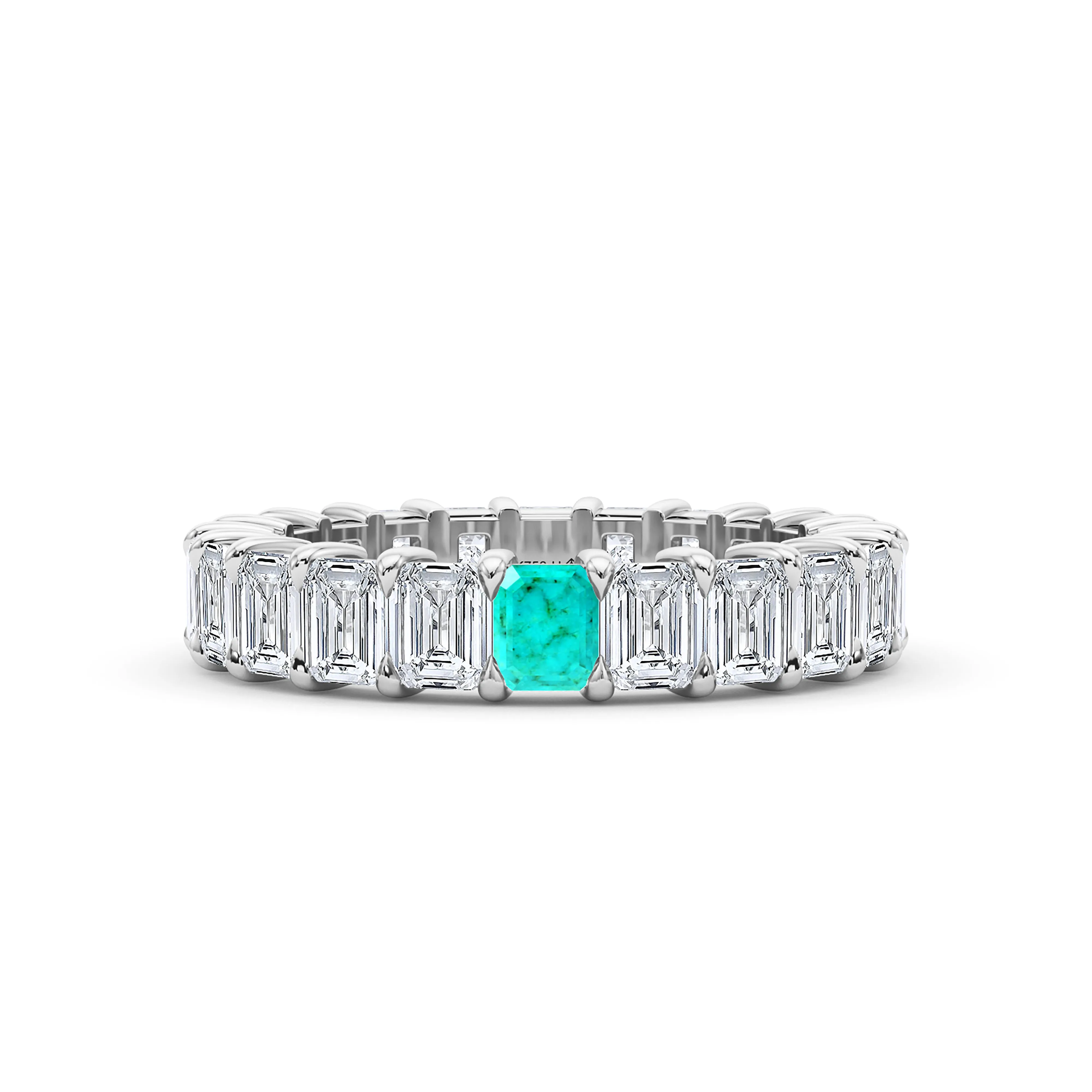 Emerald Cut Diamond & Birthstone Eternity Band