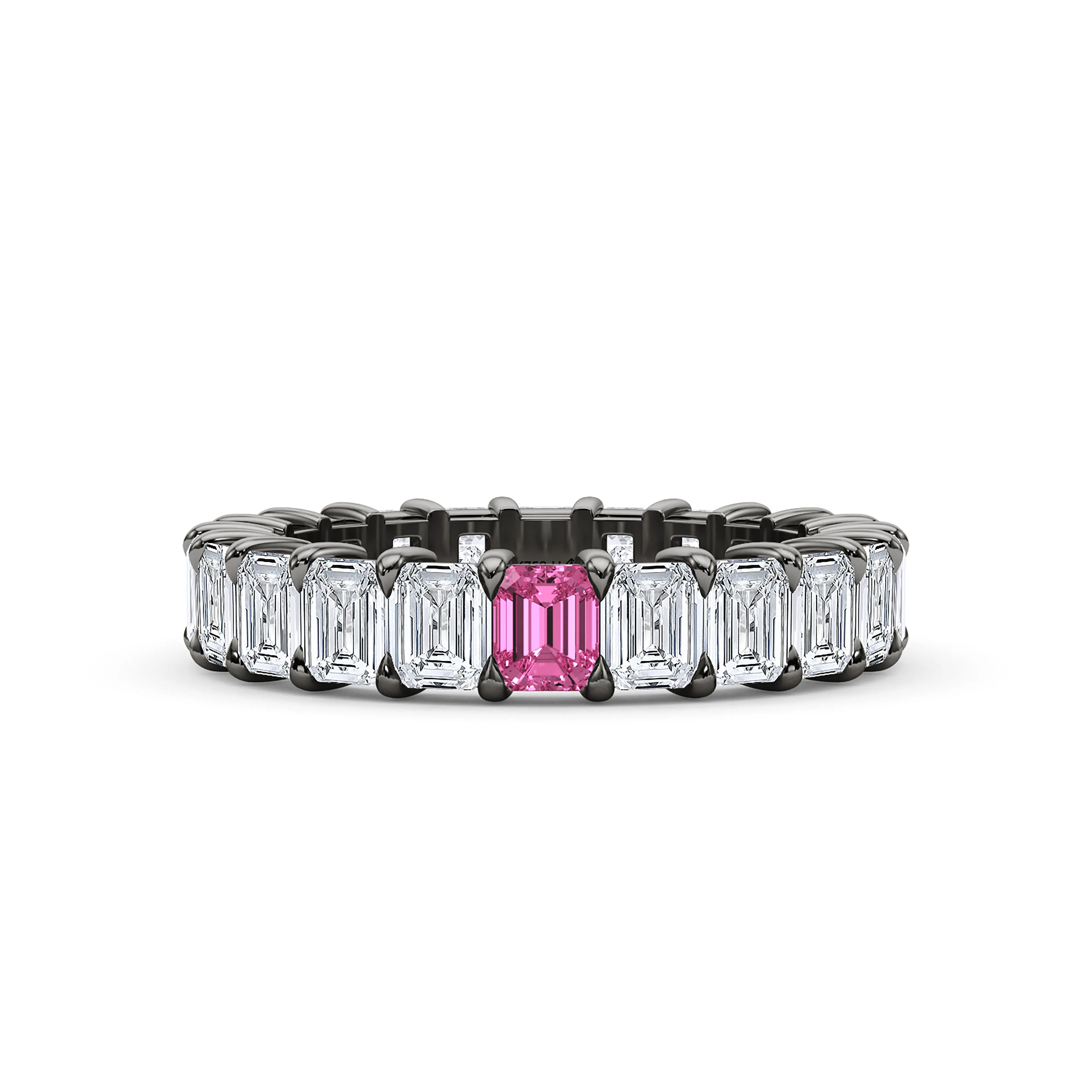 Emerald Cut Diamond & Birthstone Eternity Band