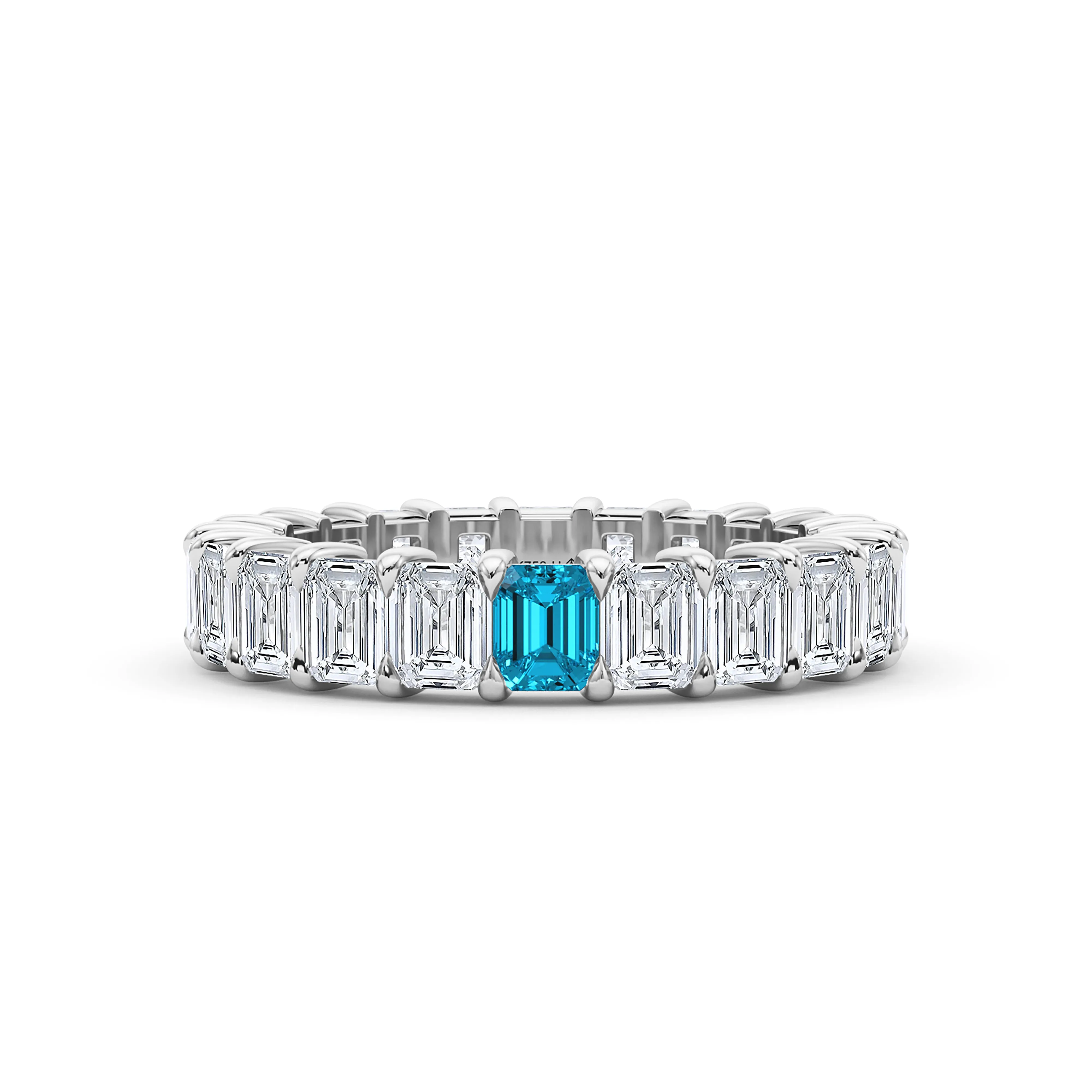 Emerald Cut Diamond & Birthstone Eternity Band