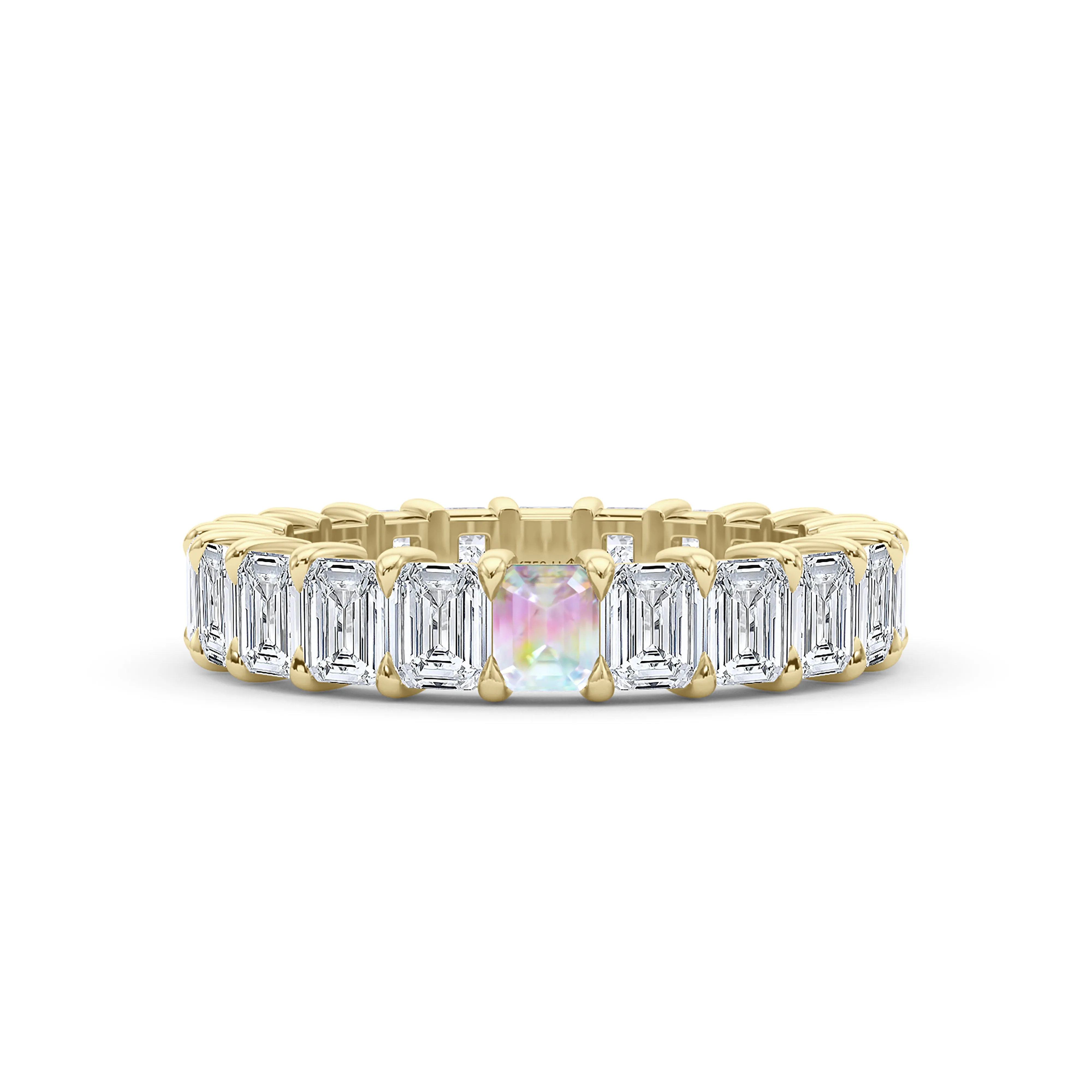 Emerald Cut Diamond & Birthstone Eternity Band