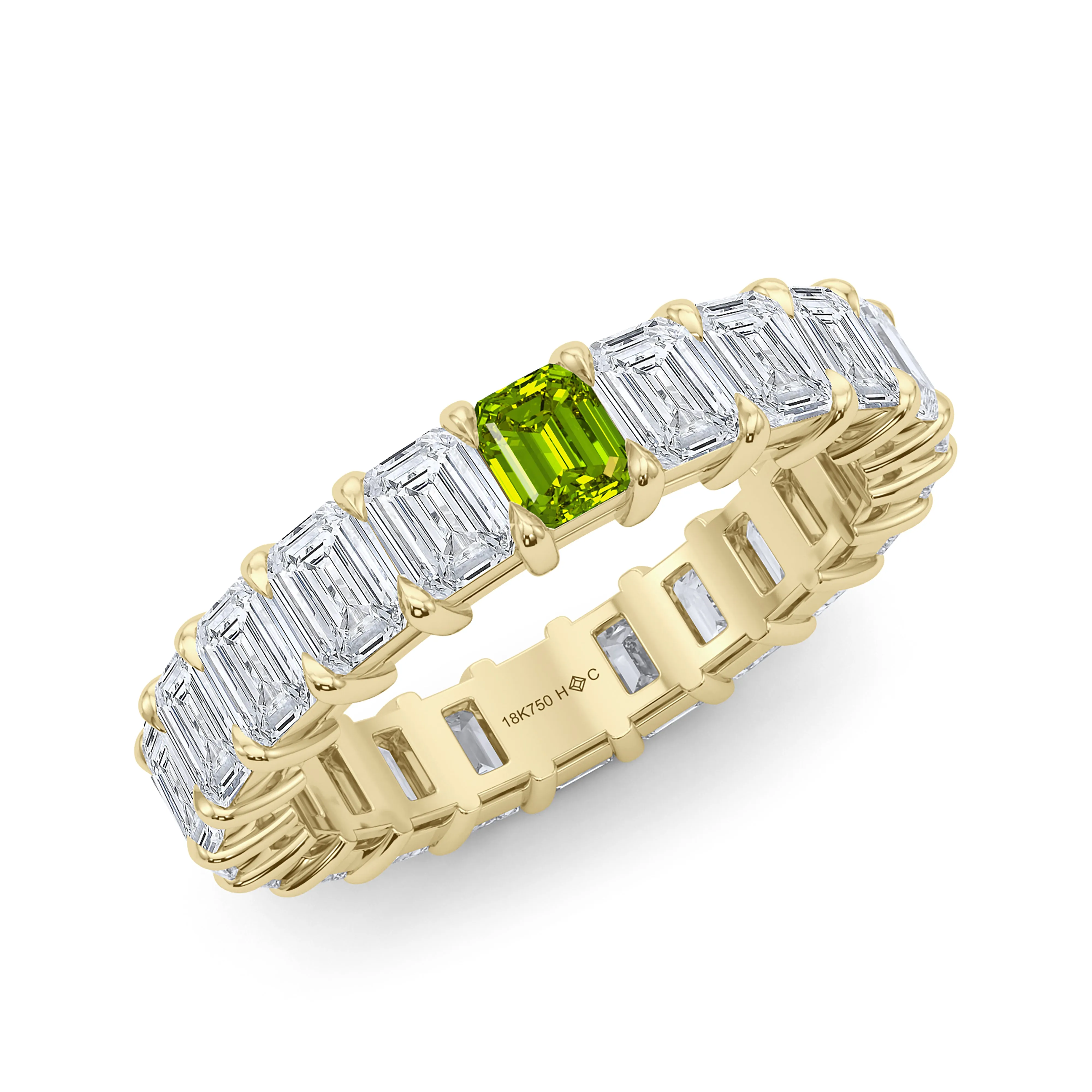 Emerald Cut Diamond & Birthstone Eternity Band