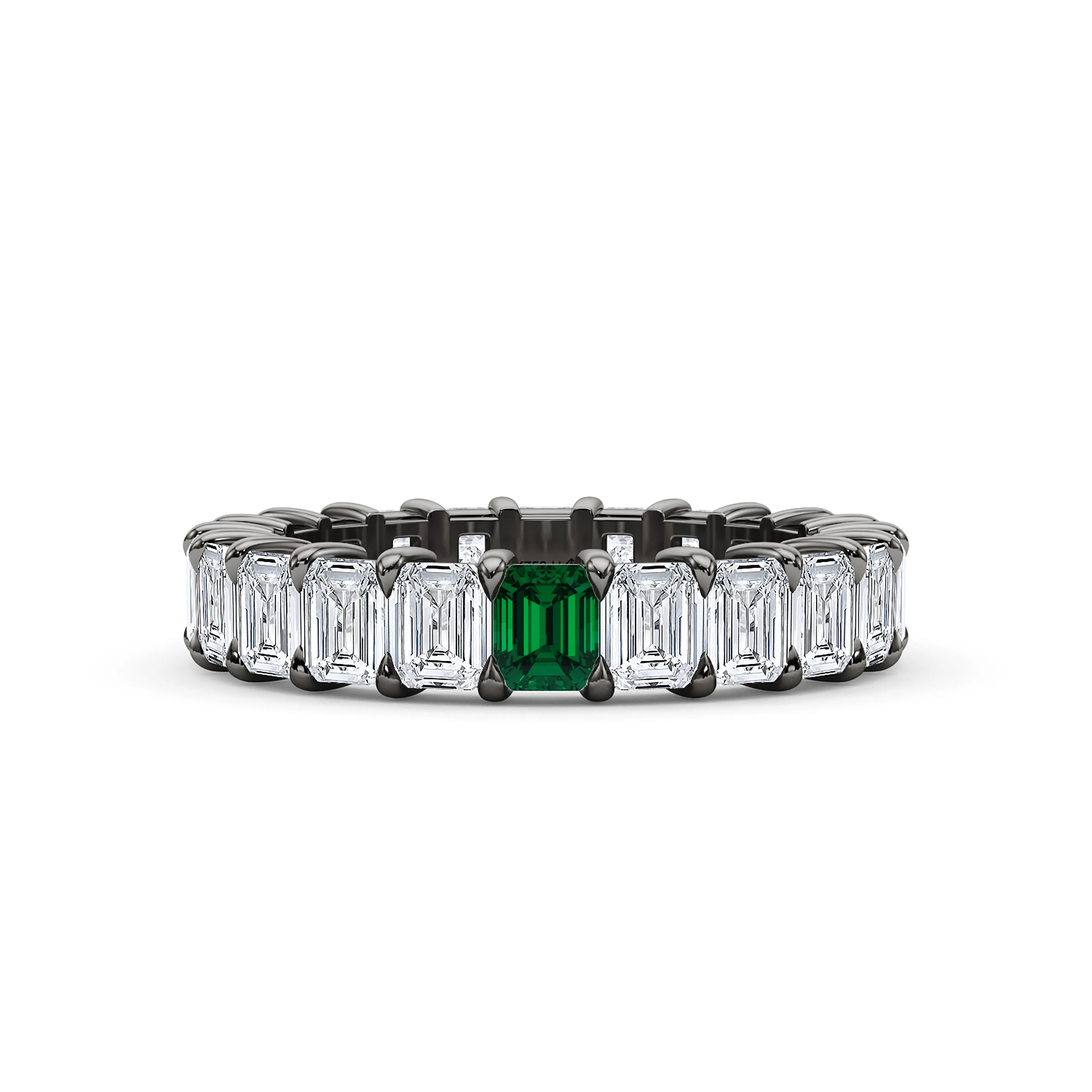 Emerald Cut Diamond & Birthstone Eternity Band