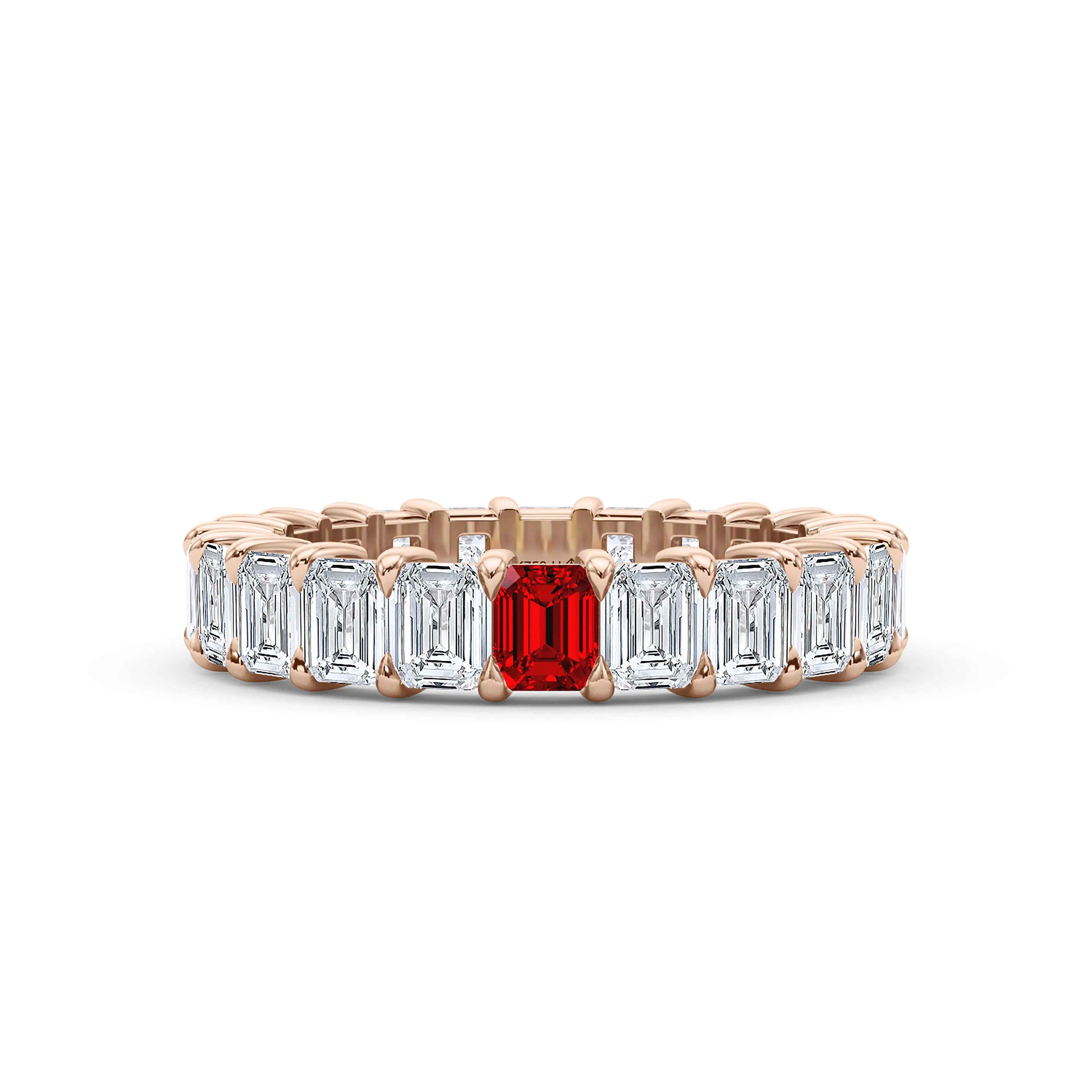 Emerald Cut Diamond & Birthstone Eternity Band