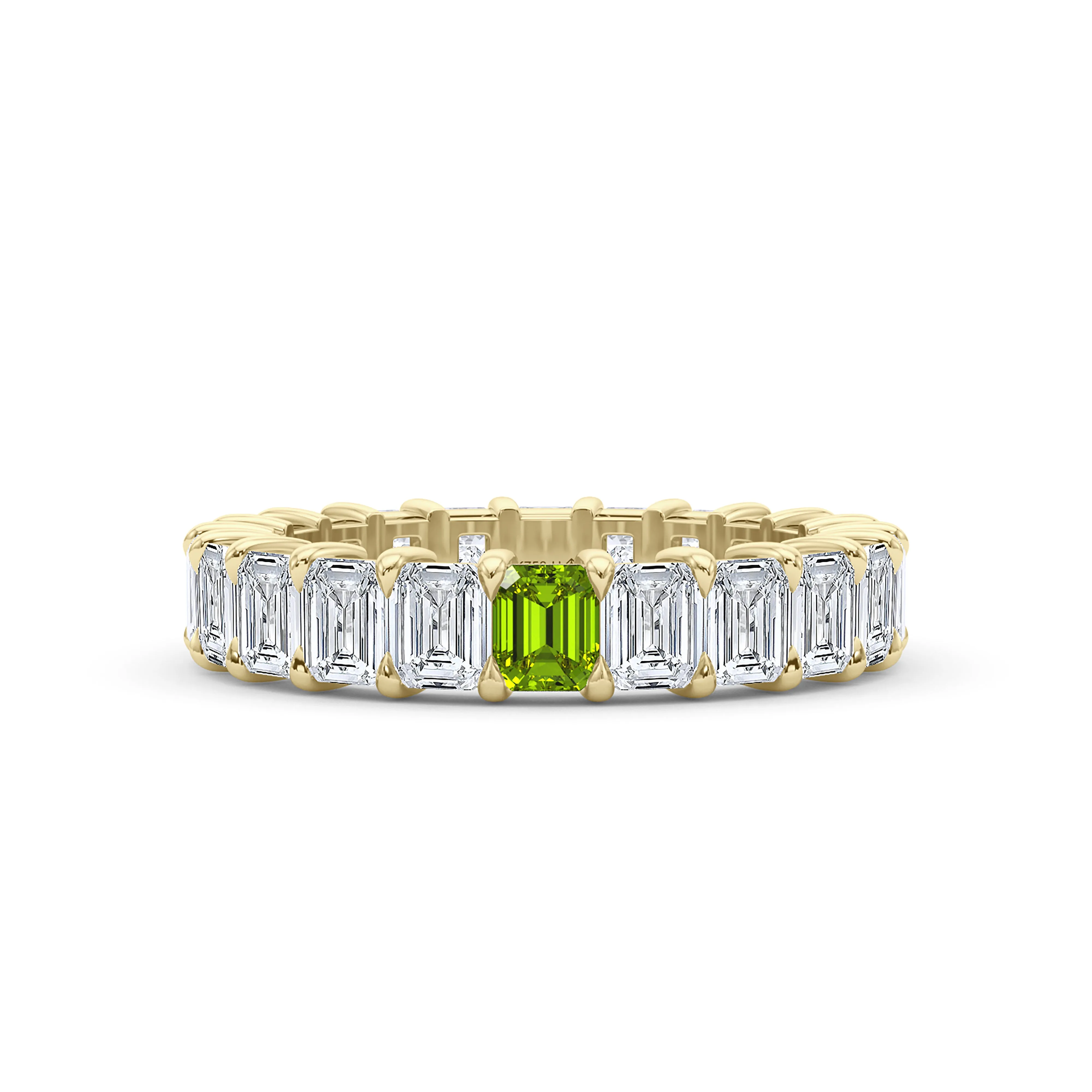 Emerald Cut Diamond & Birthstone Eternity Band