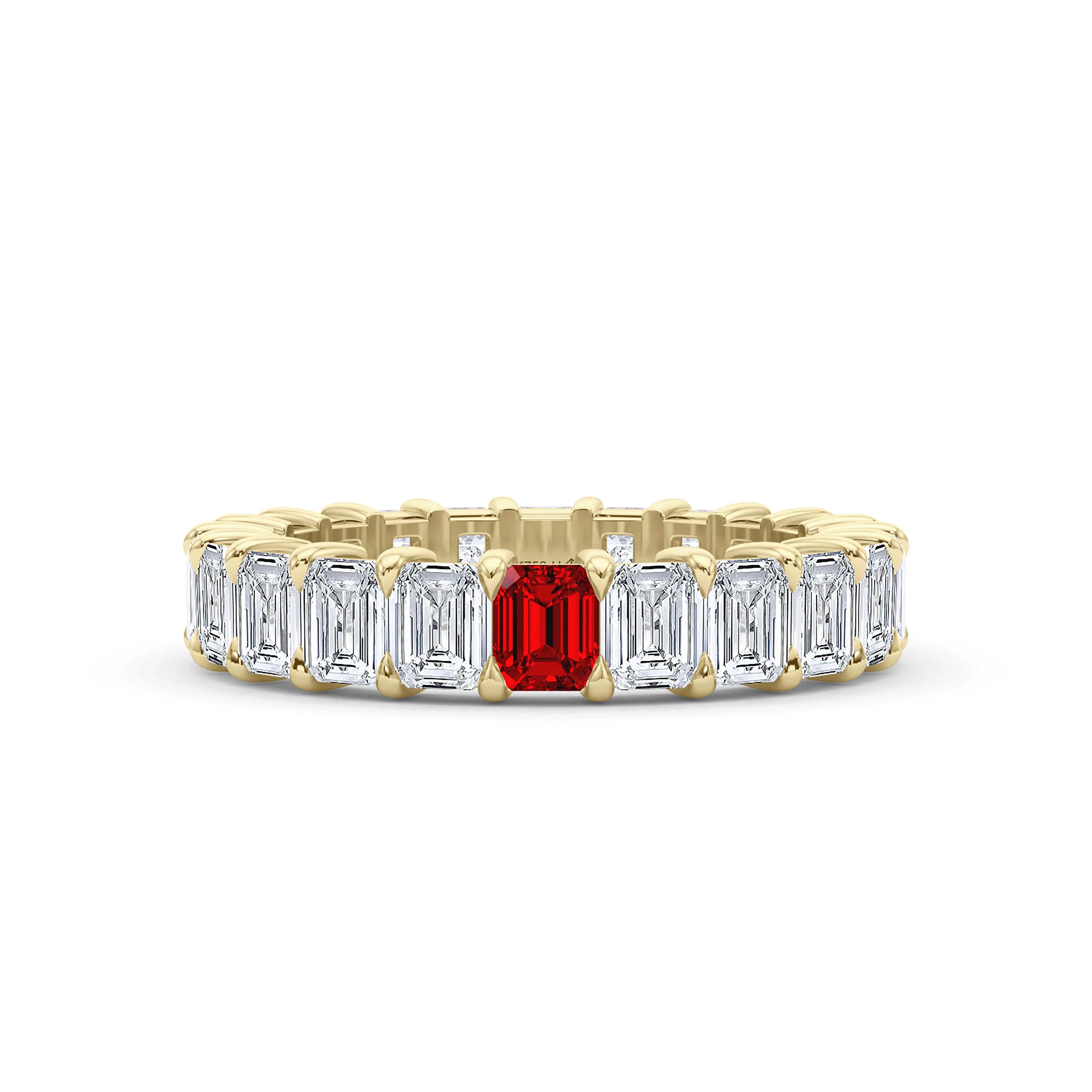 Emerald Cut Diamond & Birthstone Eternity Band