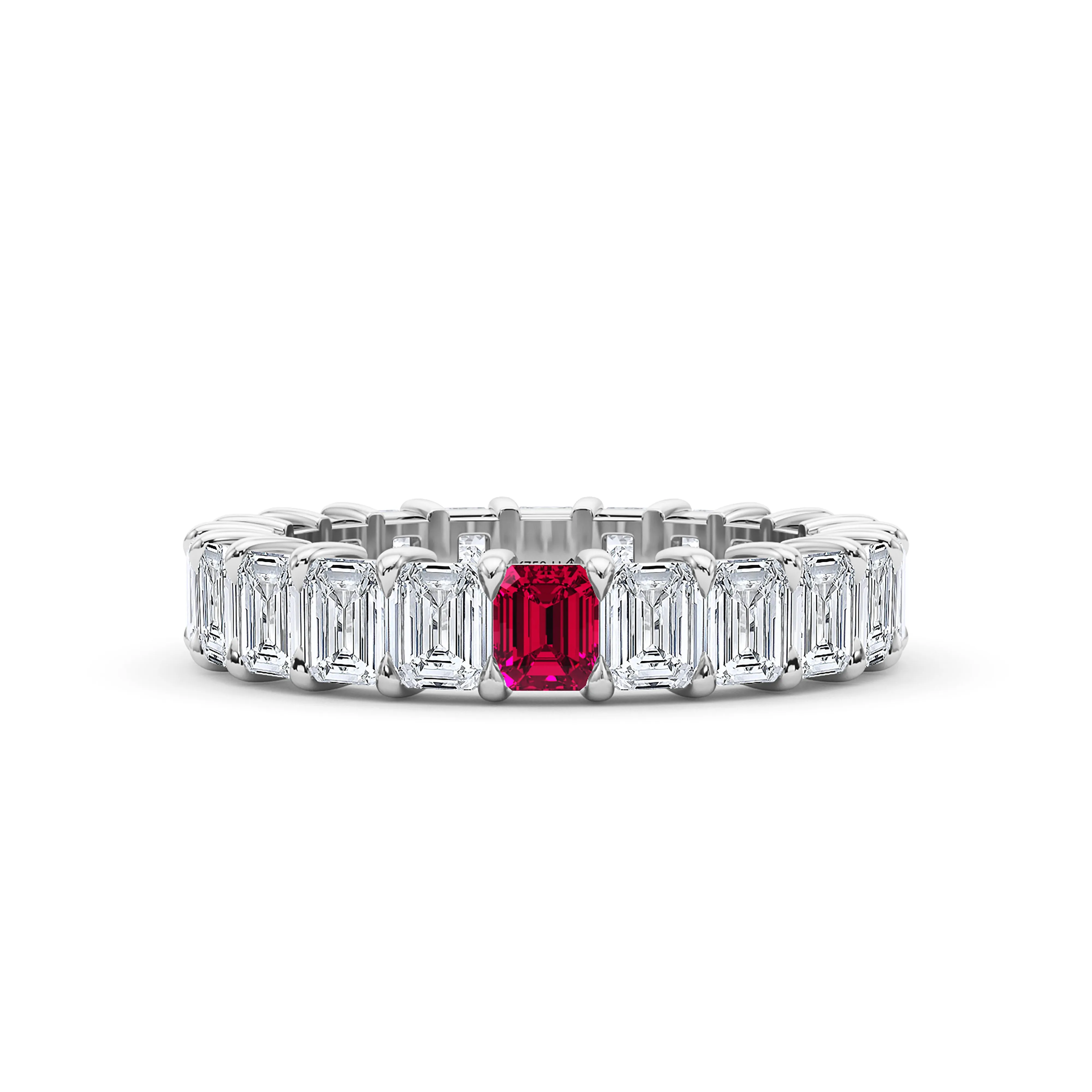 Emerald Cut Diamond & Birthstone Eternity Band