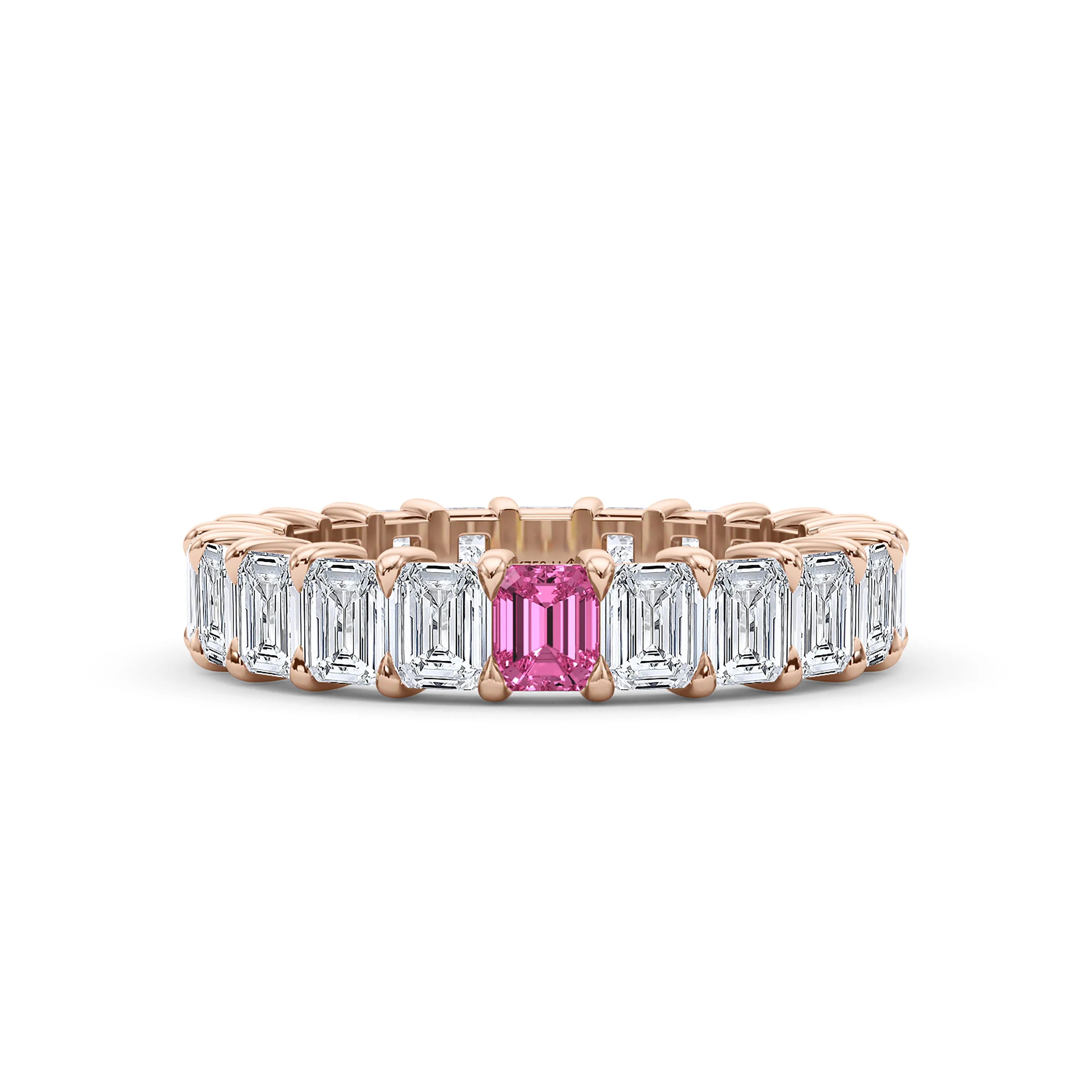 Emerald Cut Diamond & Birthstone Eternity Band