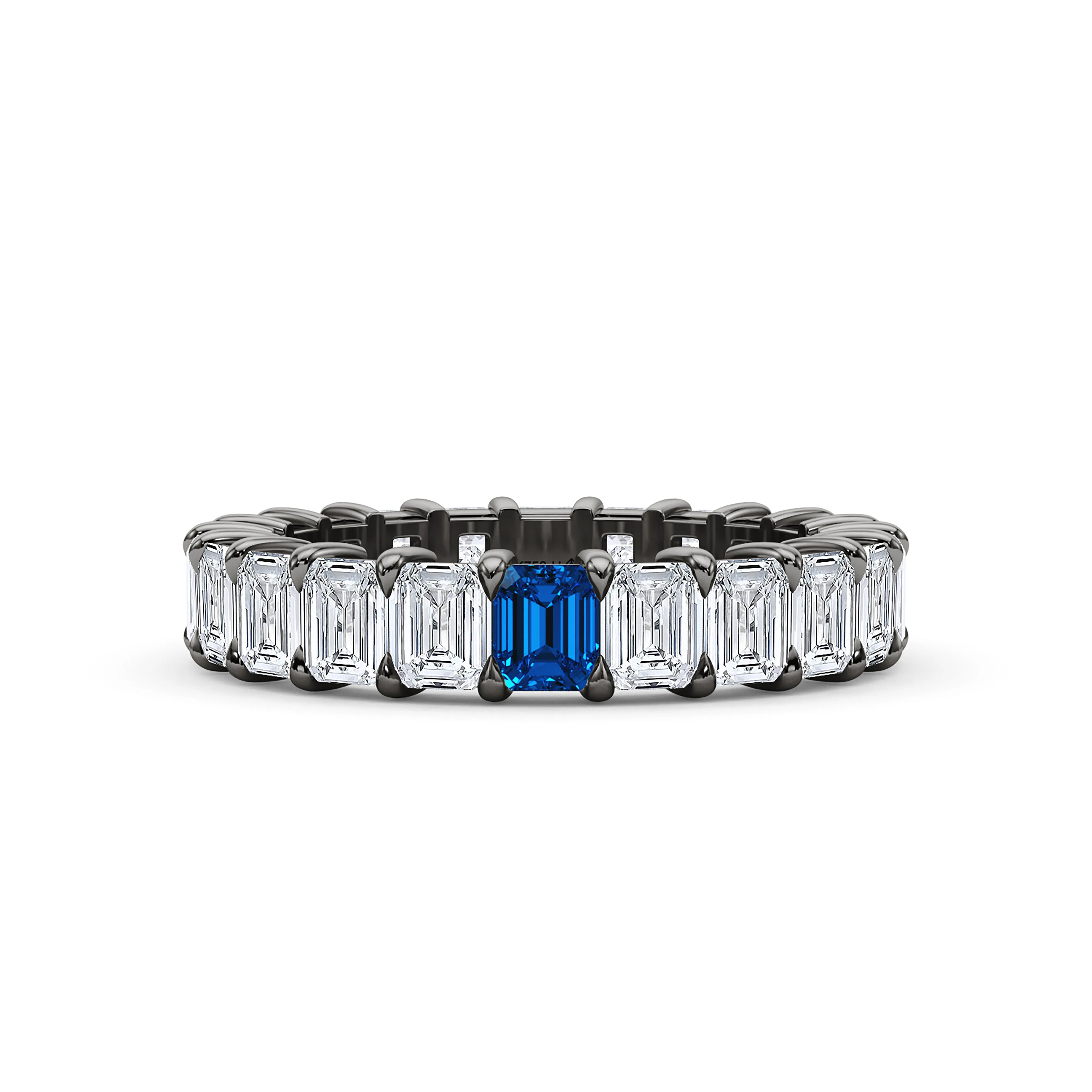 Emerald Cut Diamond & Birthstone Eternity Band